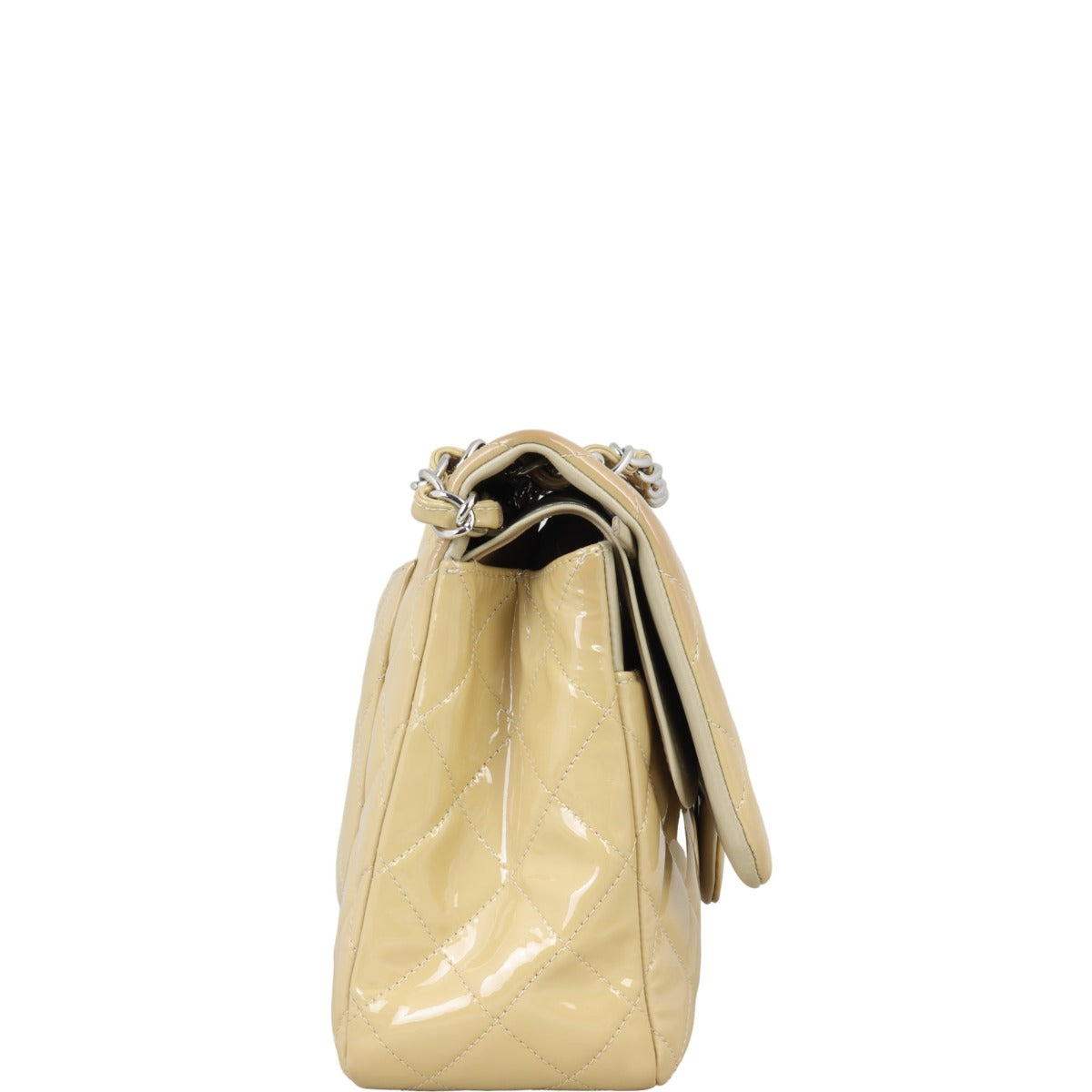 Chanel Classic Double Flap Jumbo Patent | Beige