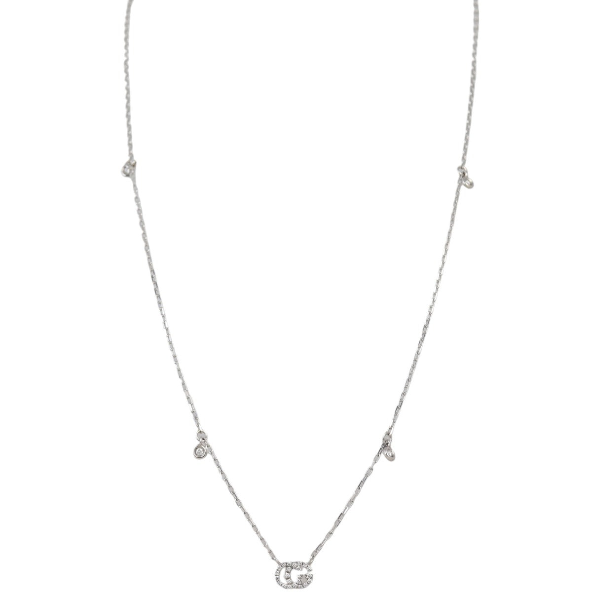 Gucci GG Running 18K White Gold Diamond Necklace