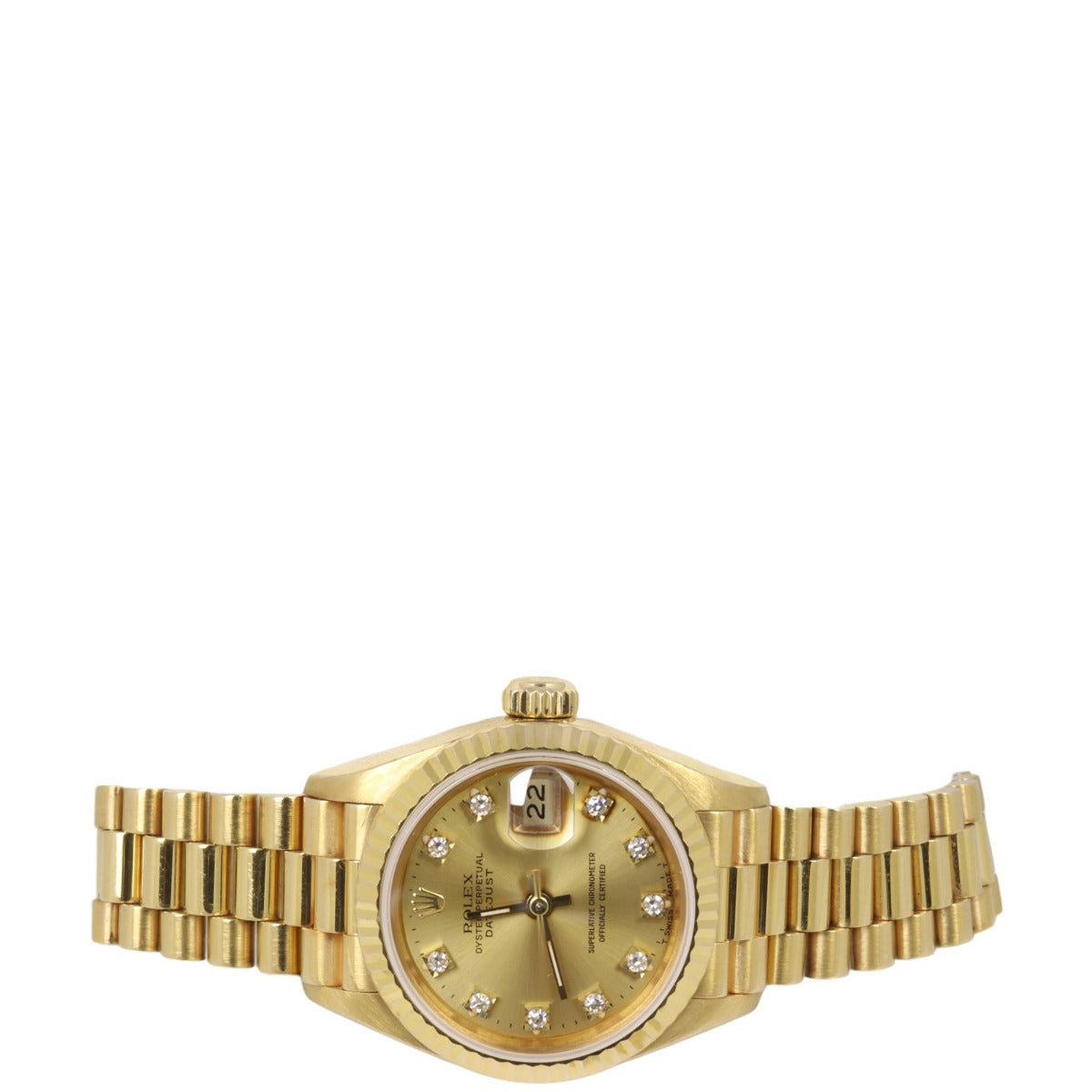 Rolex Oyster Perpetual Lady Datejust 26mm Diamond 18k Gold Watch