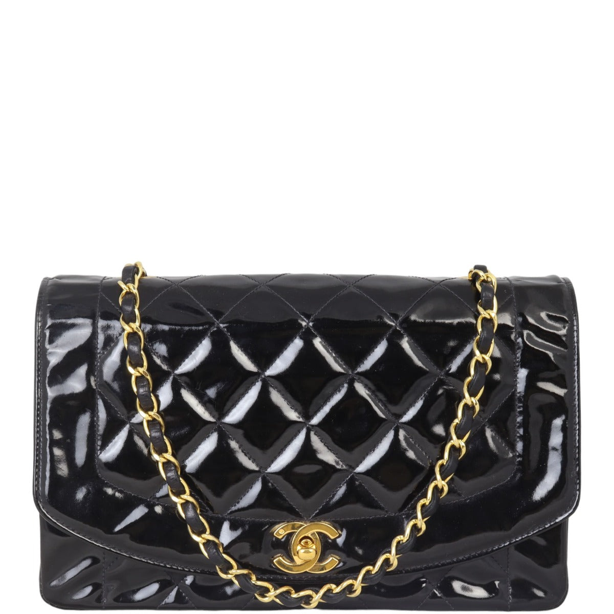 Chanel Quilted Diana Patent Flap Bag | Black