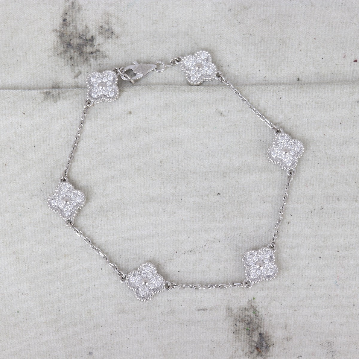 Van Cleef & Arpels Sweet Alhambra 6 Motif Diamond 18k White Gold Bracelet