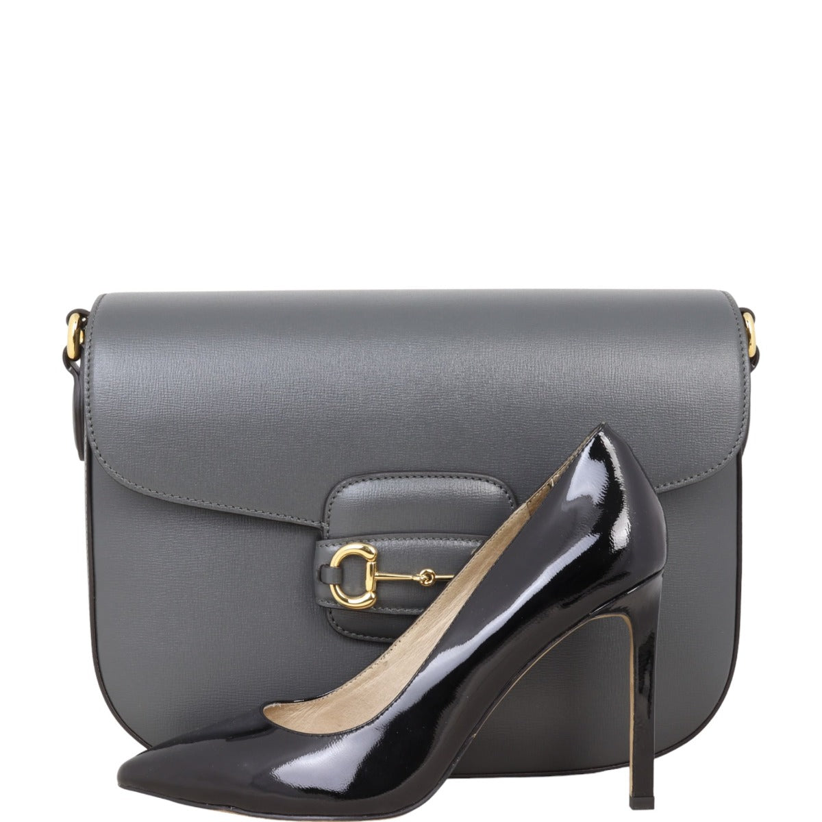 Gucci Leather Horsebit Shoulder Bag Large