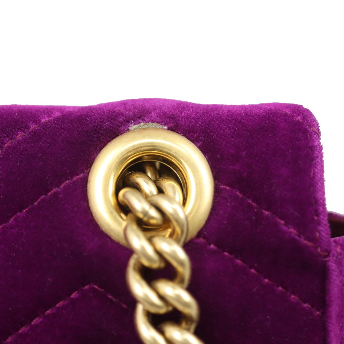 Gucci GG Marmont Velvet Mini Shoulder Bag Eyelet Close up