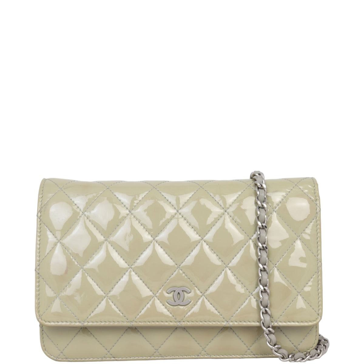 Chanel Classic Wallet on Chain Patent | Grey Green