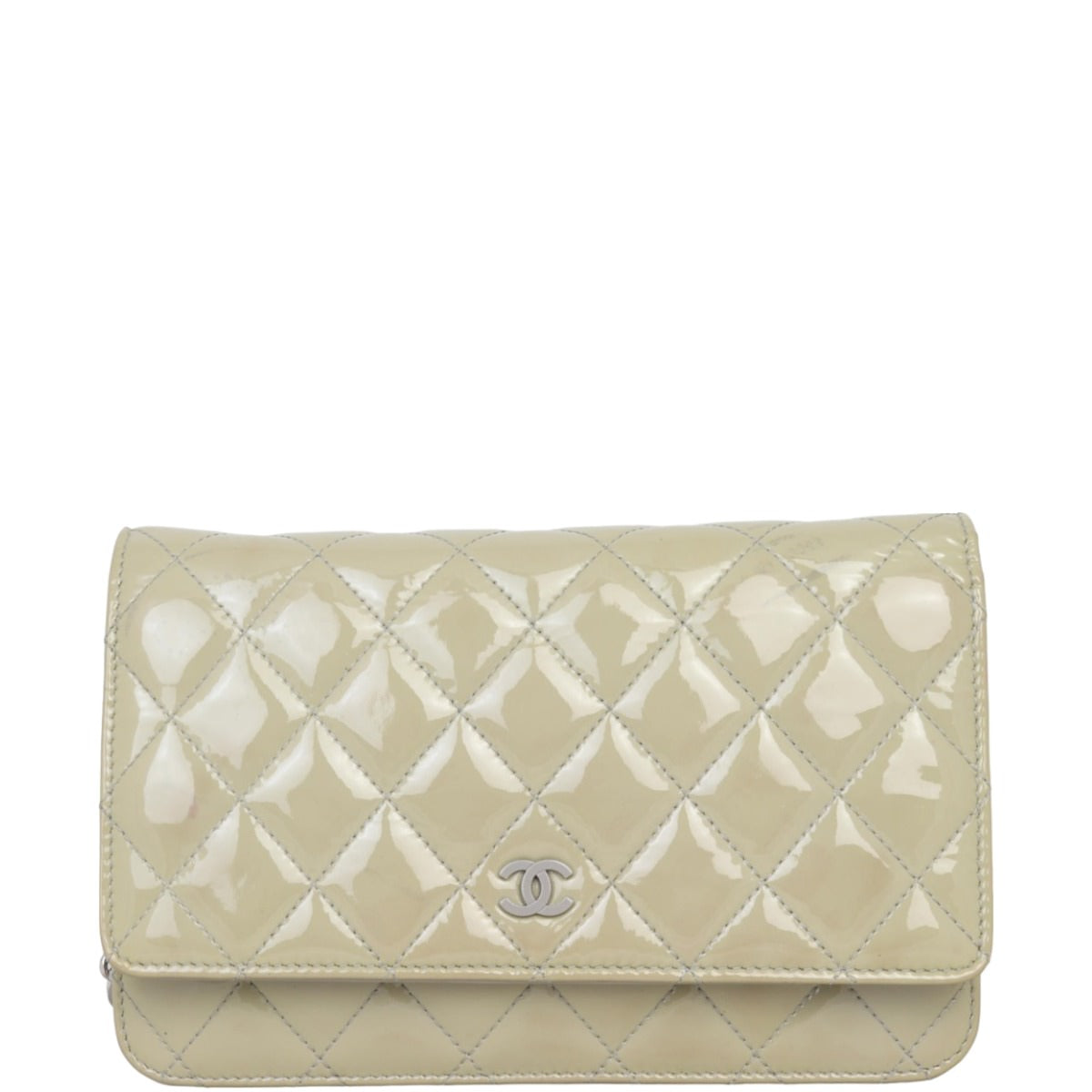 Chanel Classic Wallet on Chain Patent | Grey Green