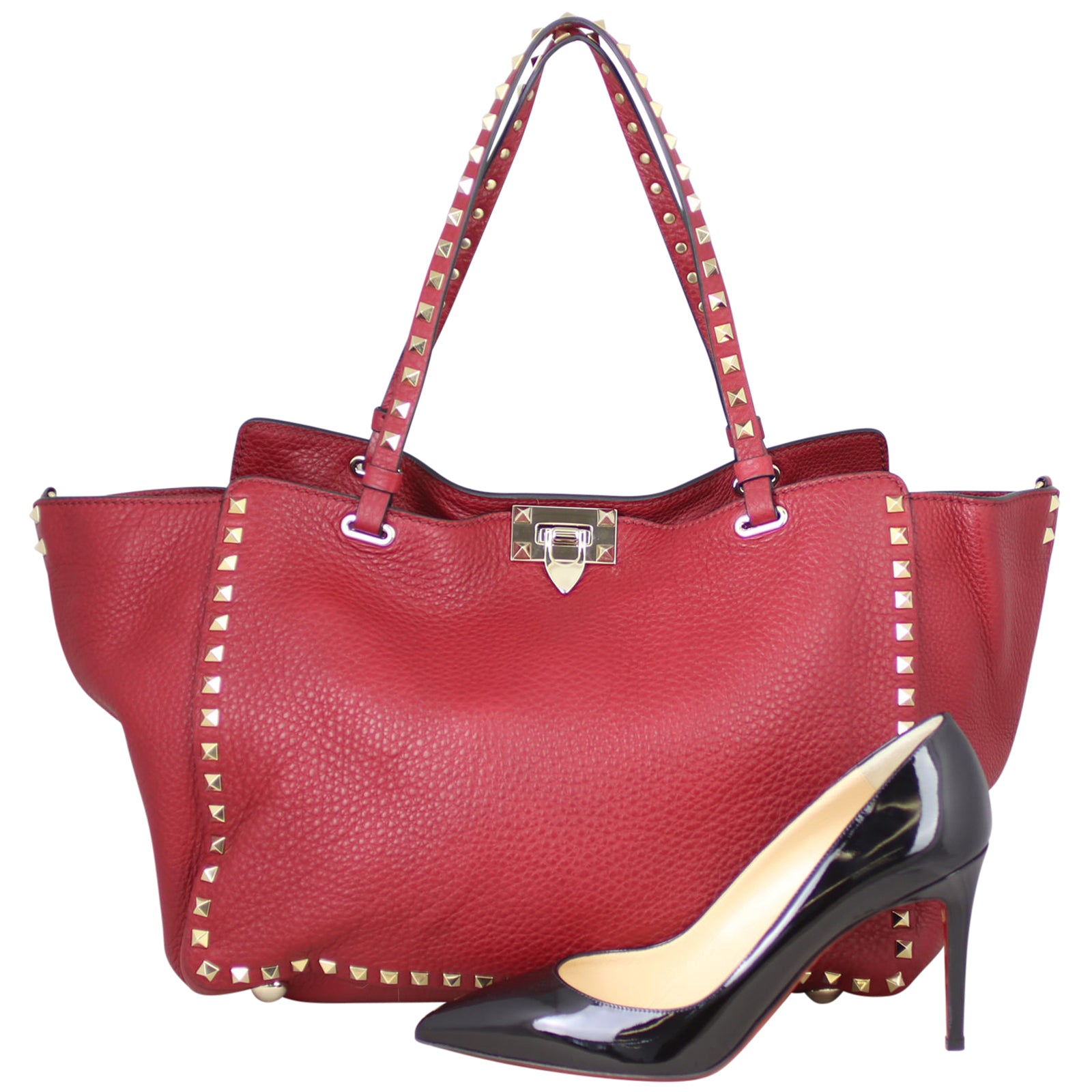 Valentino Rockstud Medium Tote Shoe