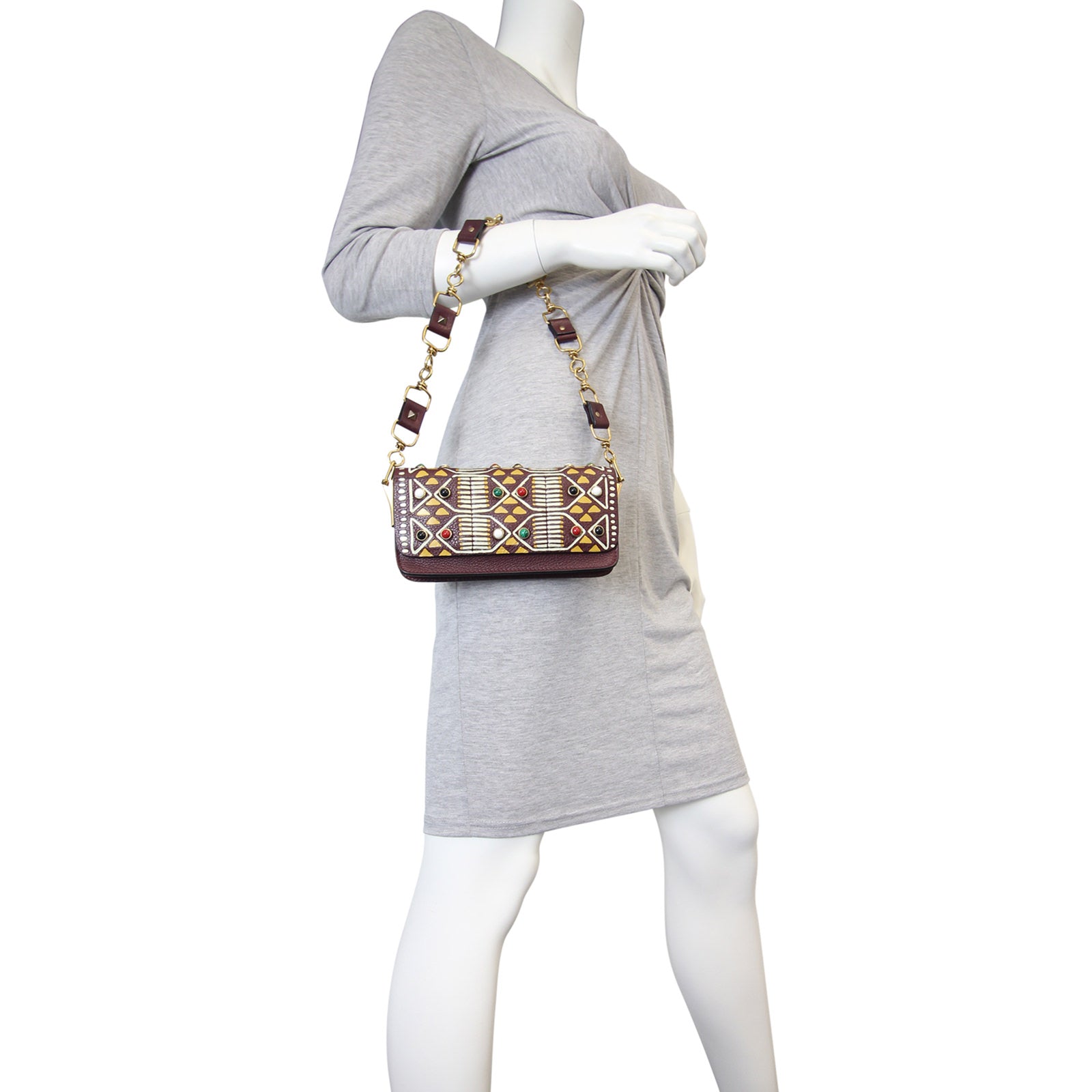 Valentino Tribal Hand-Painted Mini Flap Bag Mannequin