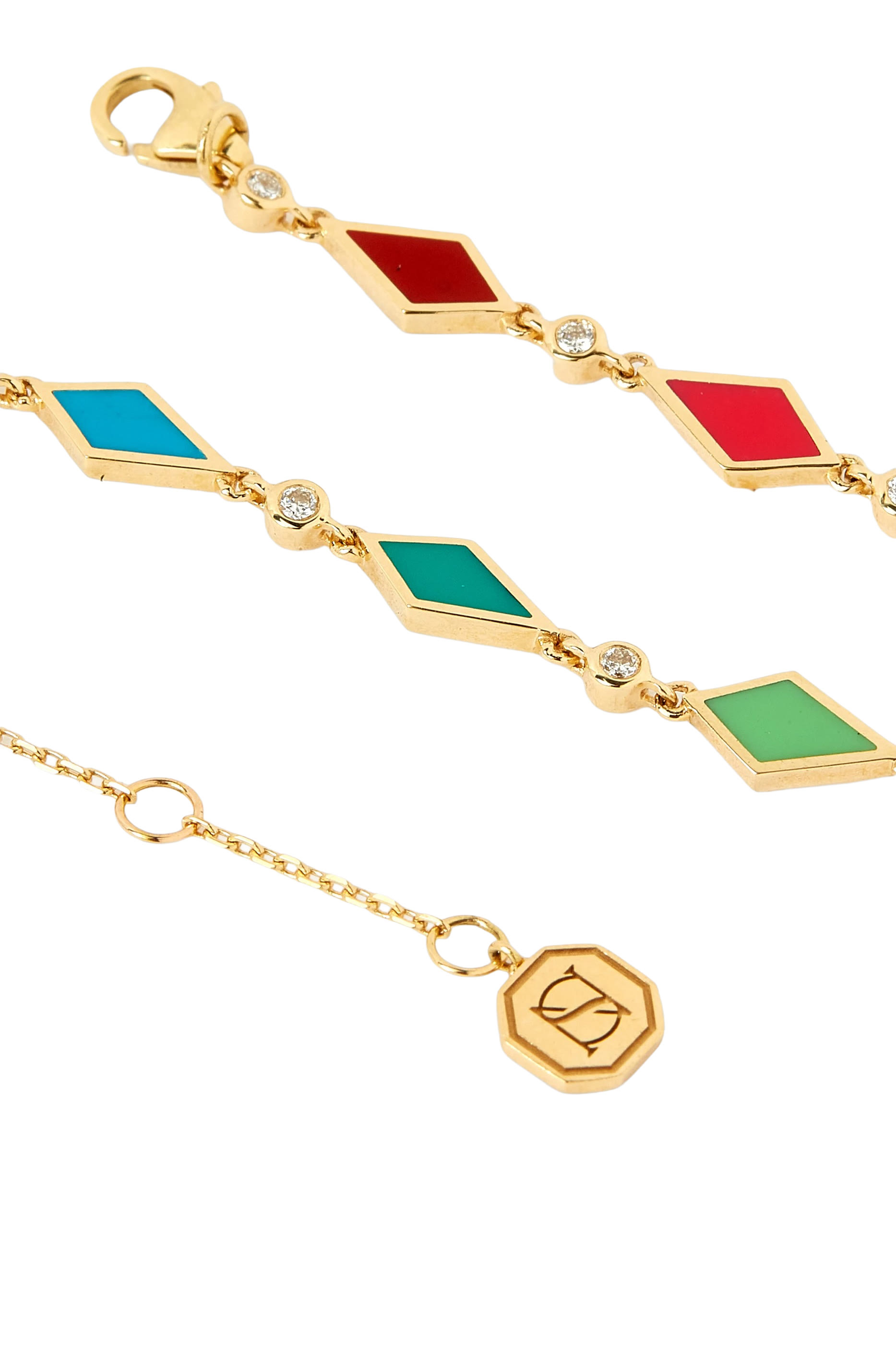  Mosaic Bracelet, 18K Rose Gold with Diamonds  Enamel