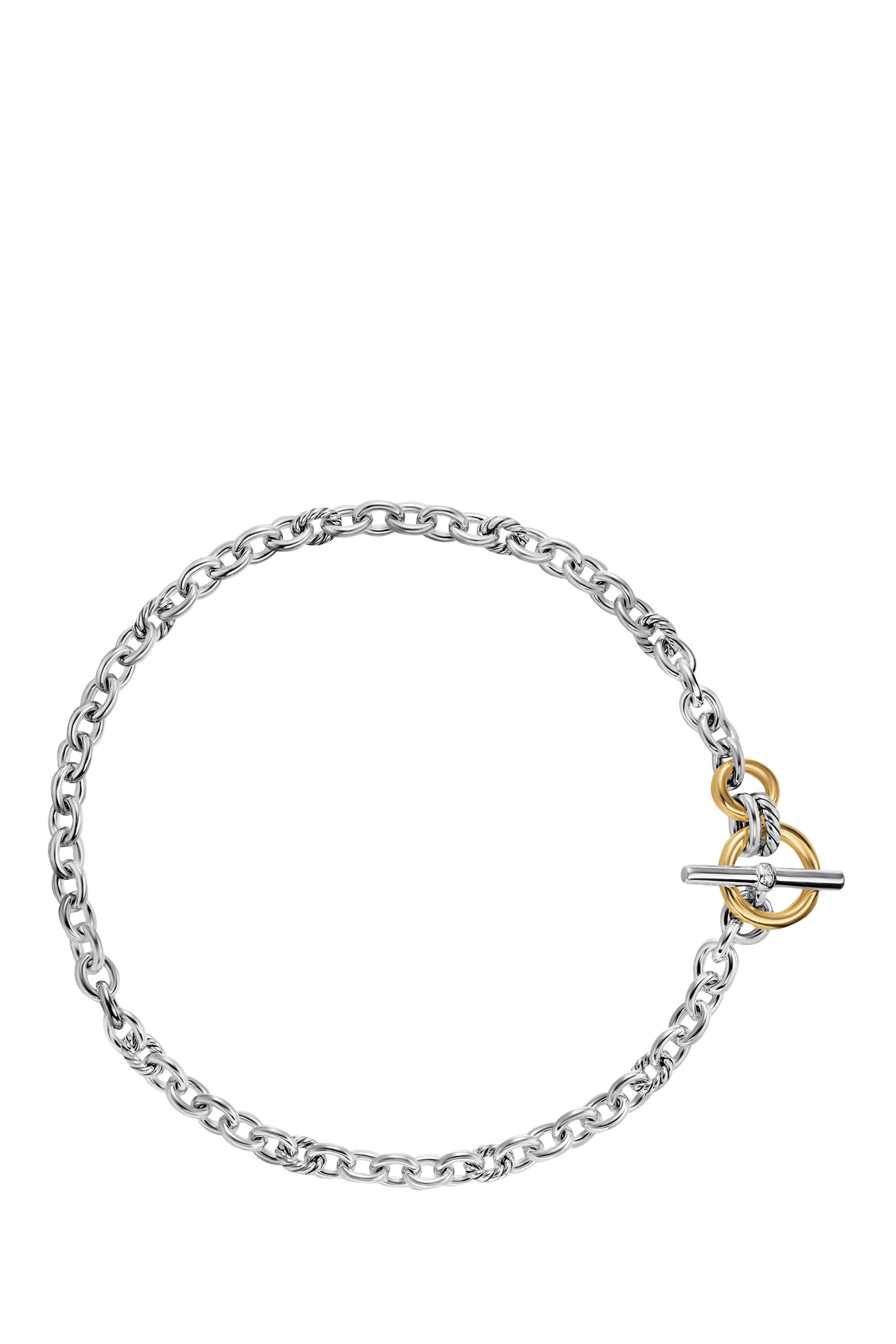 DY Mercer&reg; Toggle Chain Necklace, Sterling Silver with 18K Yellow Gold  Diamonds