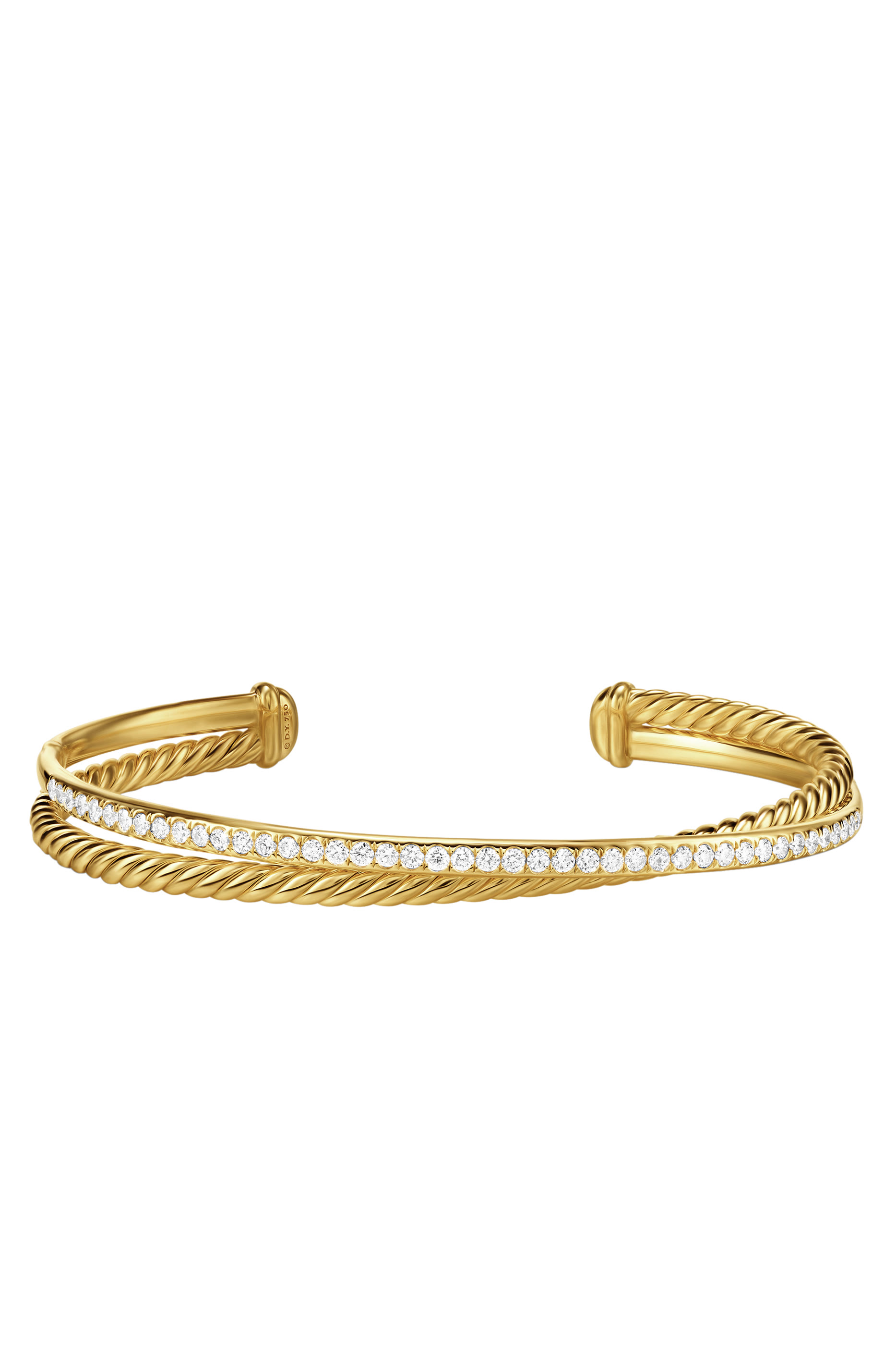 Crossover Two Row Bracelet, 18k Yellow Gold  Diamonds