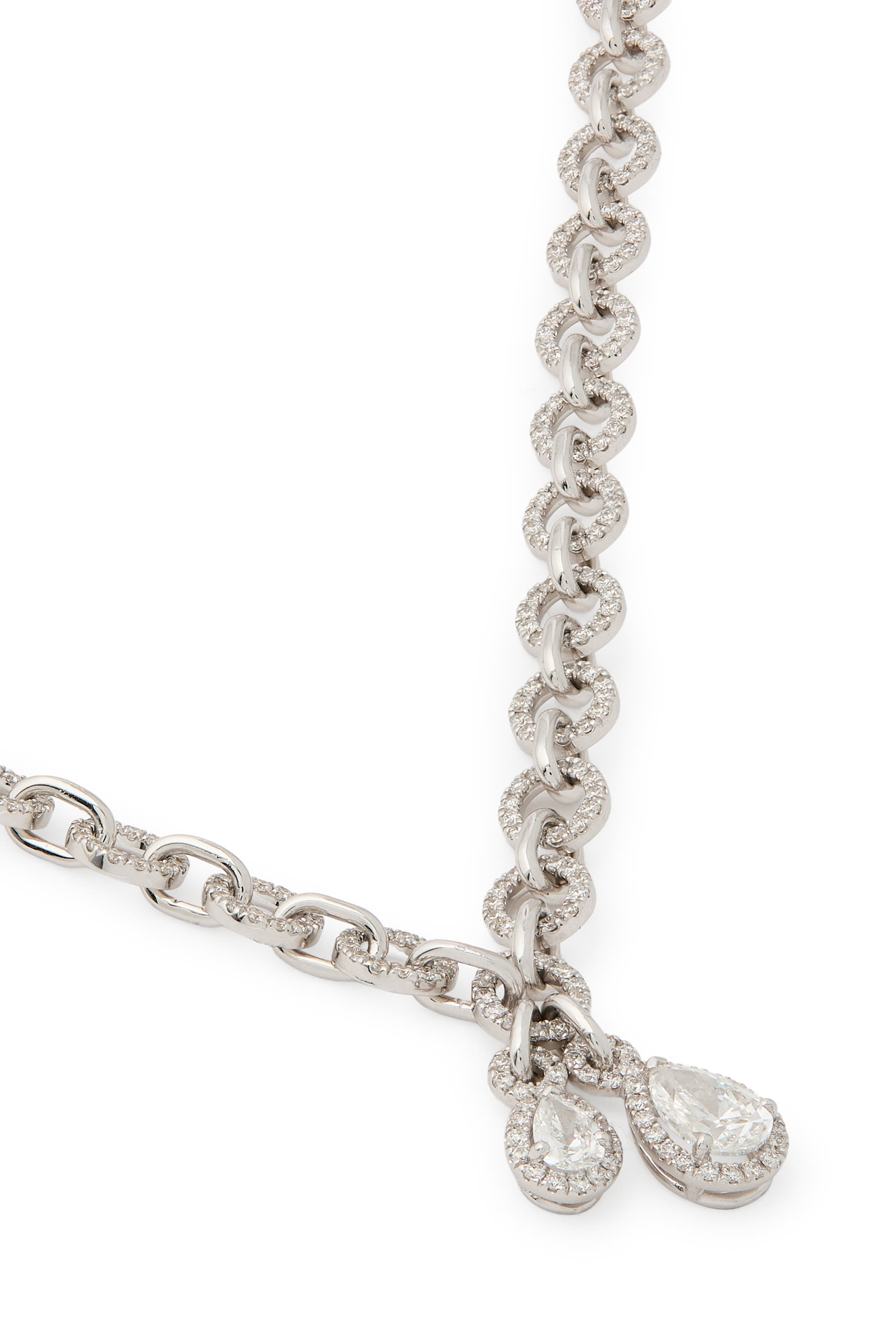 Chaines Necklace, 18K White Gold  Diamonds