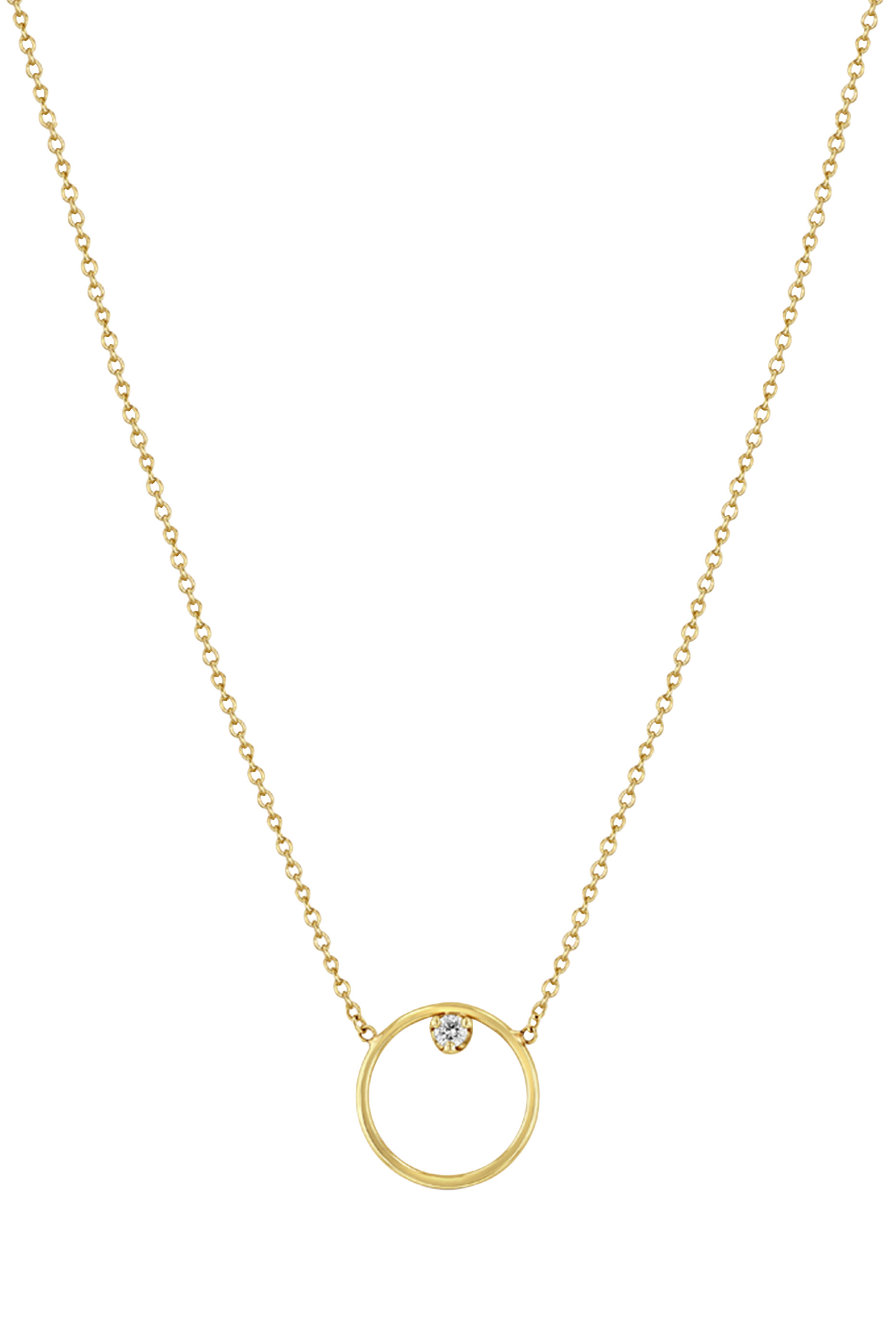 Prong Circle Necklace, 14K Gold  Diamonds