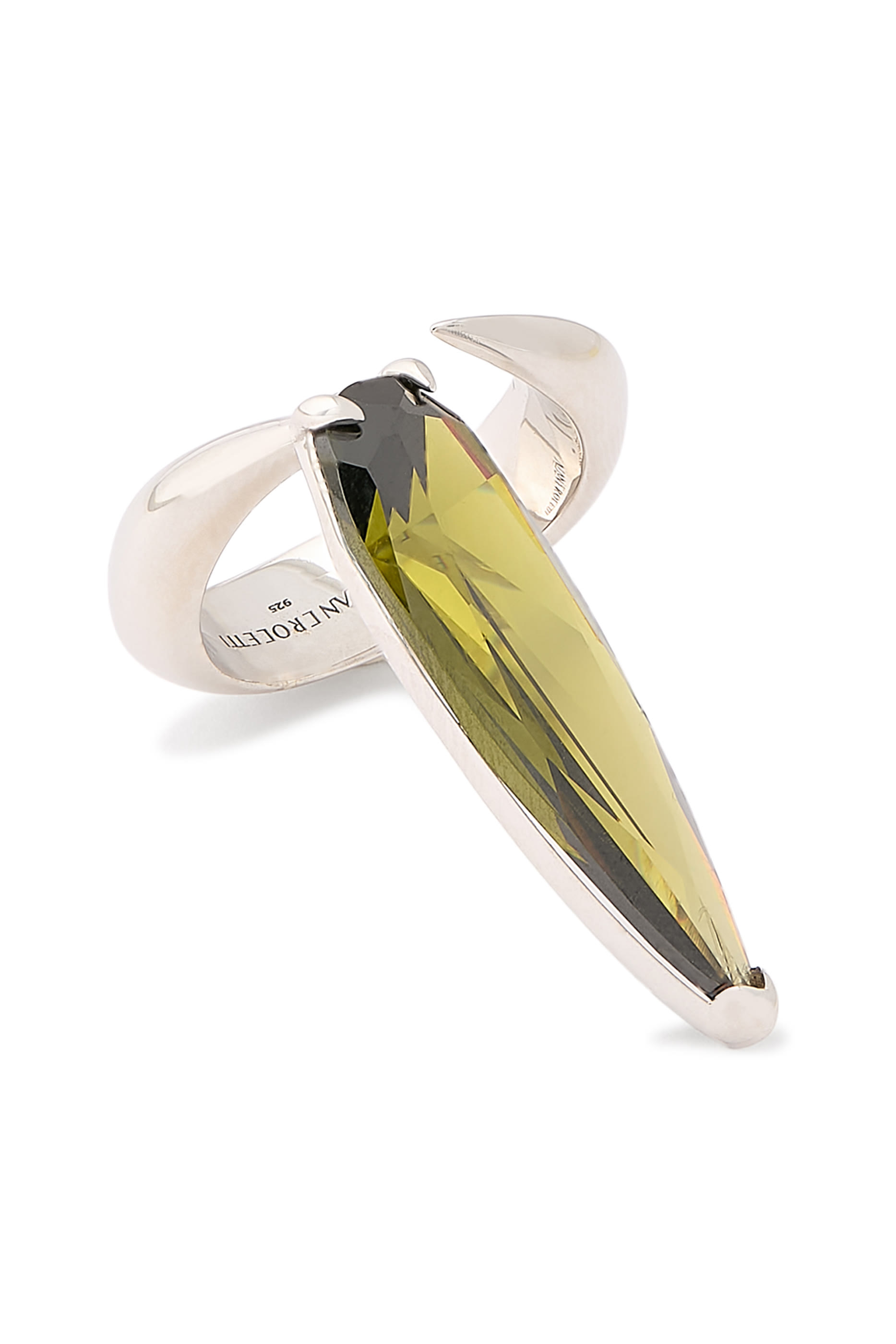 Crystal Sharp Alien Ring, 925 Sterling Silver  Crystal