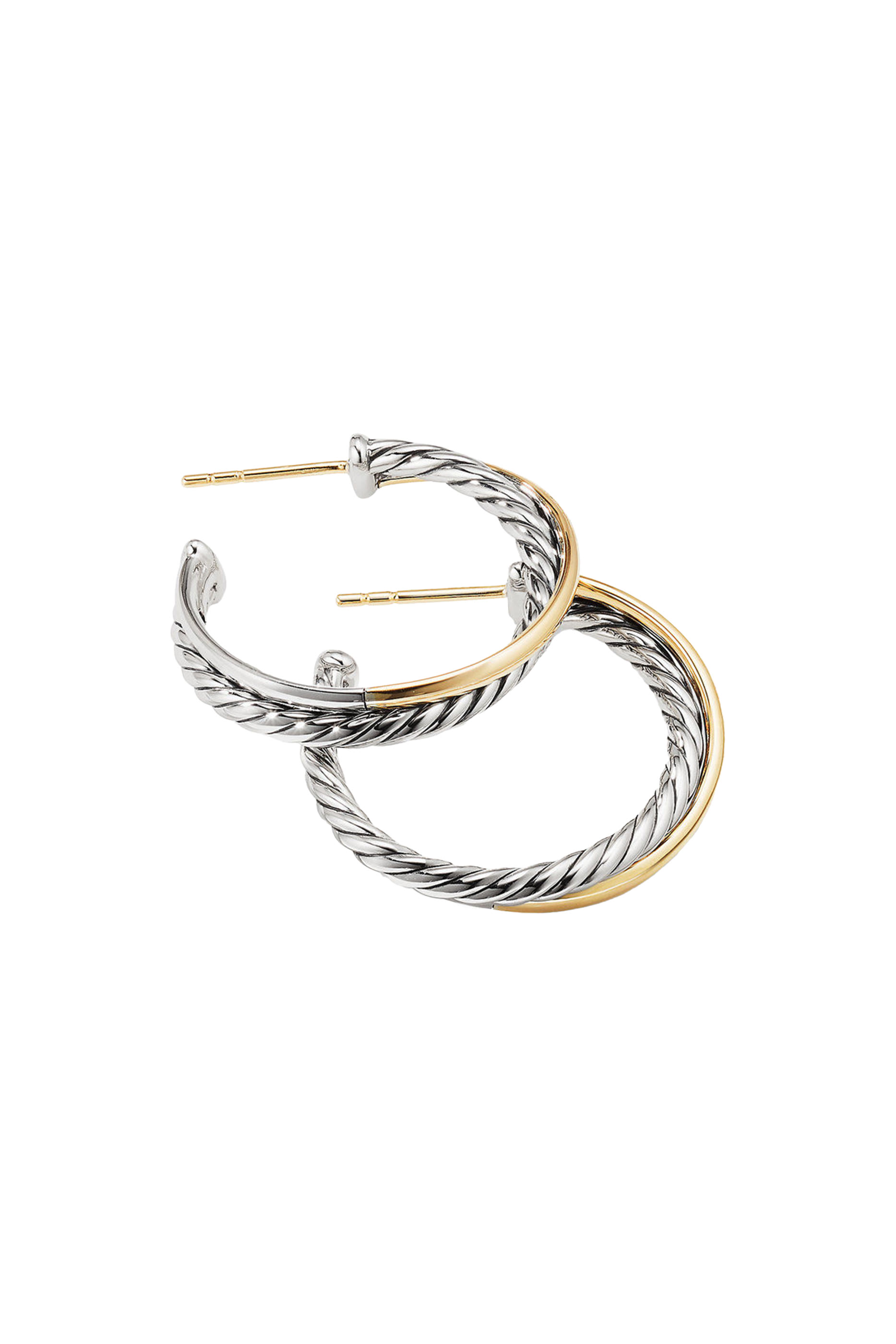 Crossover Hoop Earrings, 18K Yellow Gold  Sterling Silver