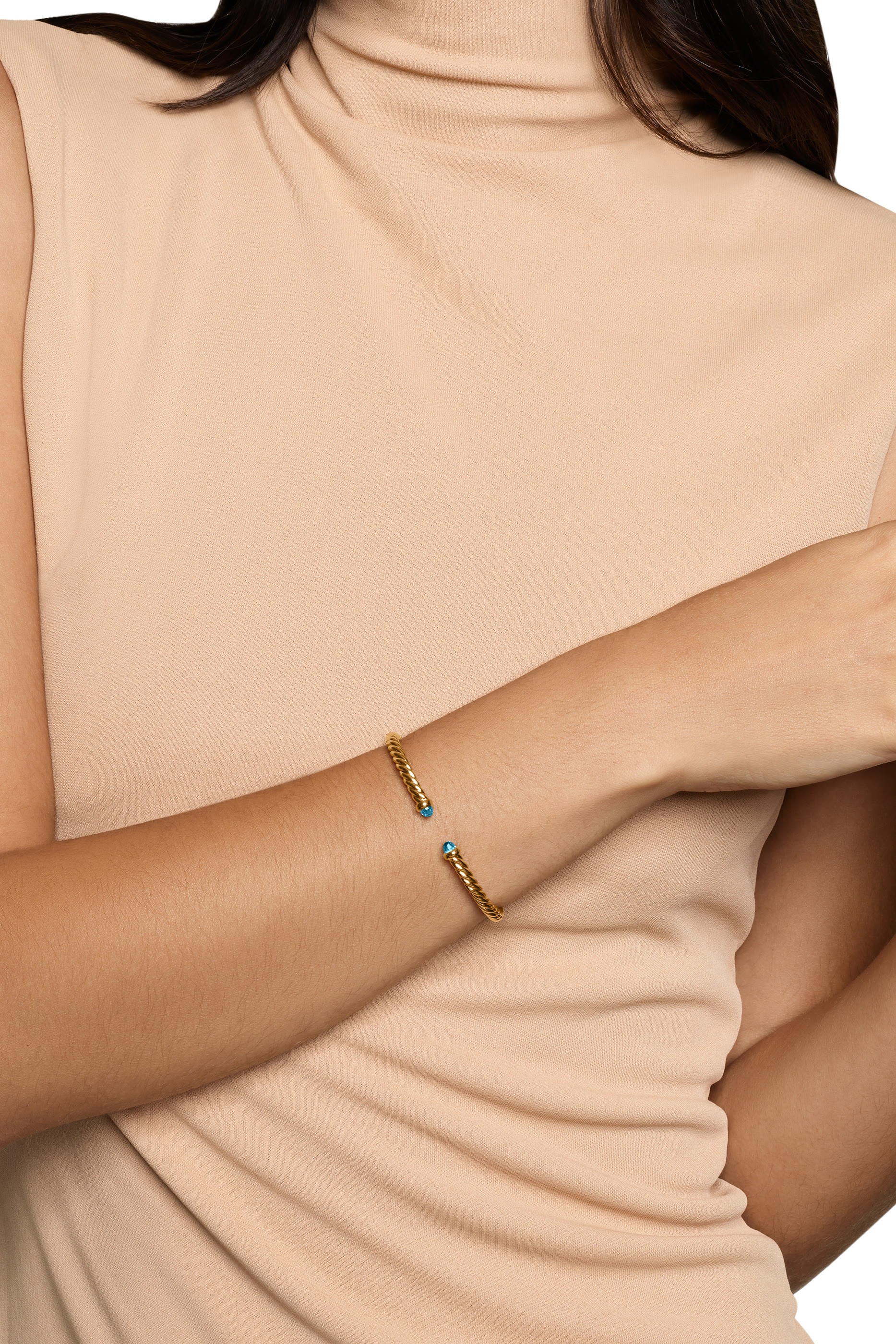 Cablespira&reg; Flex Bracelet, 18K Yellow Gold  Blue Topaz
