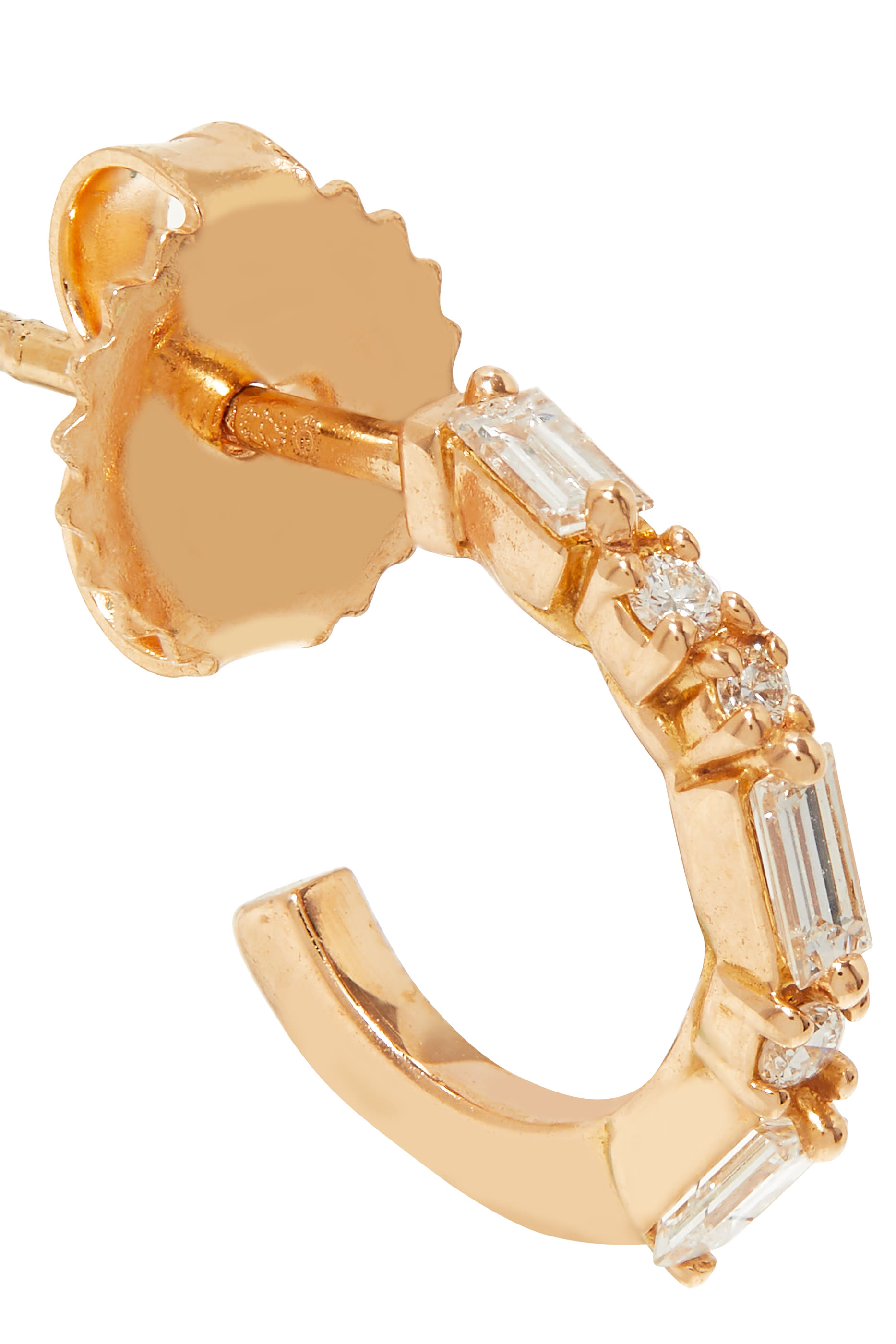 Fireworks Baguette Hoop Earrings, 18k Rose Gold  Diamonds