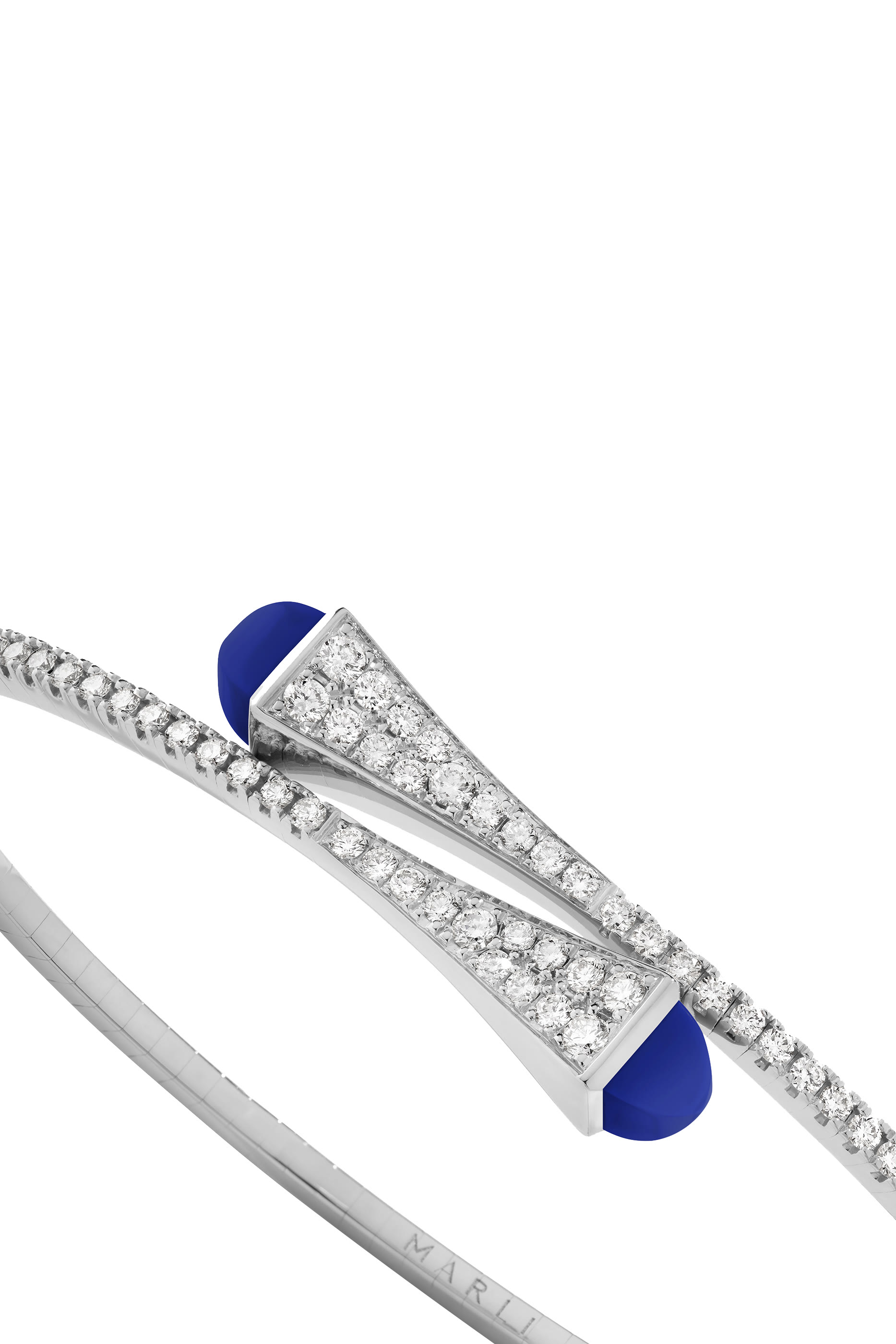 Cleo Slim Bangle, 18k White Gold with Lapis Lazuli  Diamonds