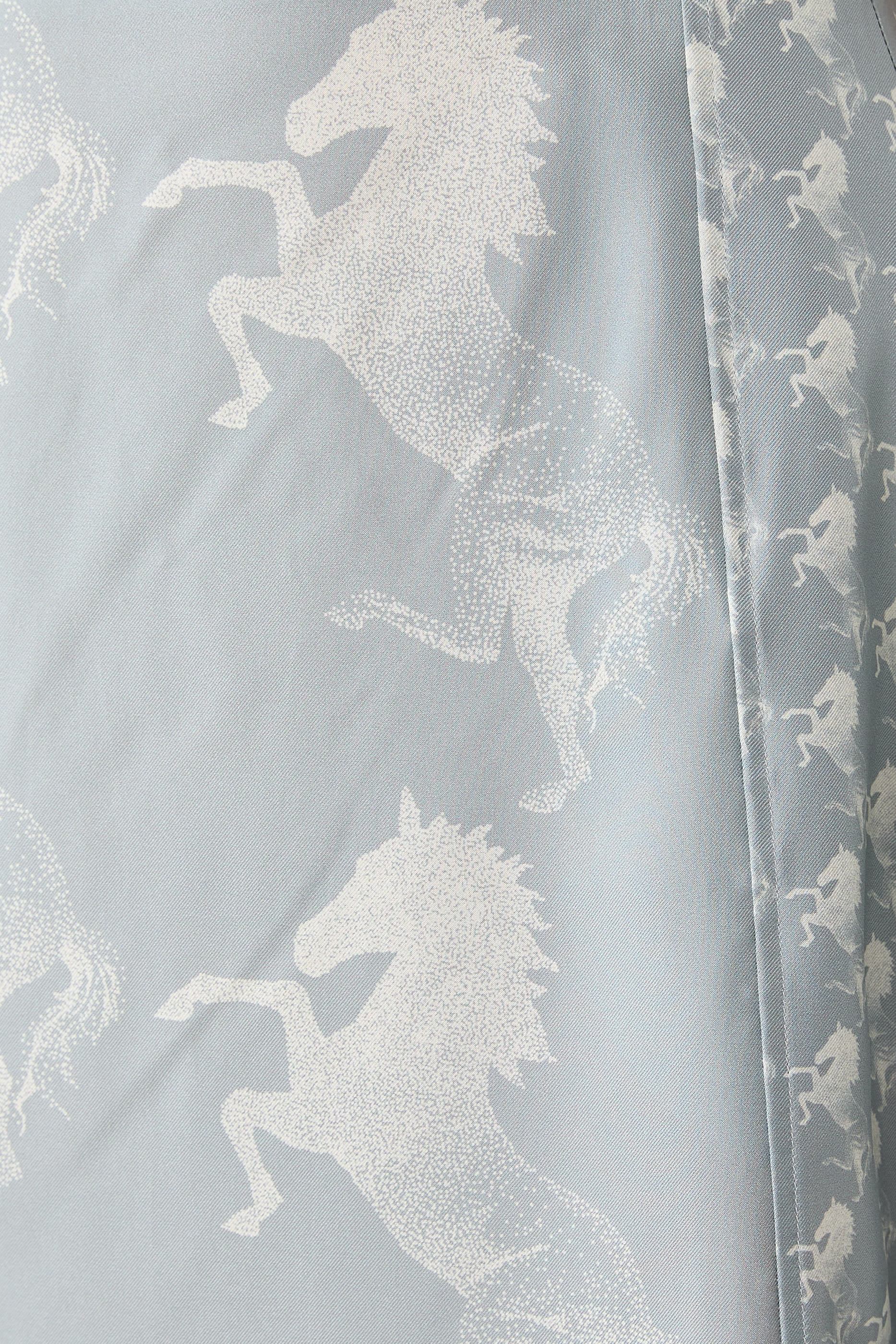 Horse Print Silk Midi Skirt 