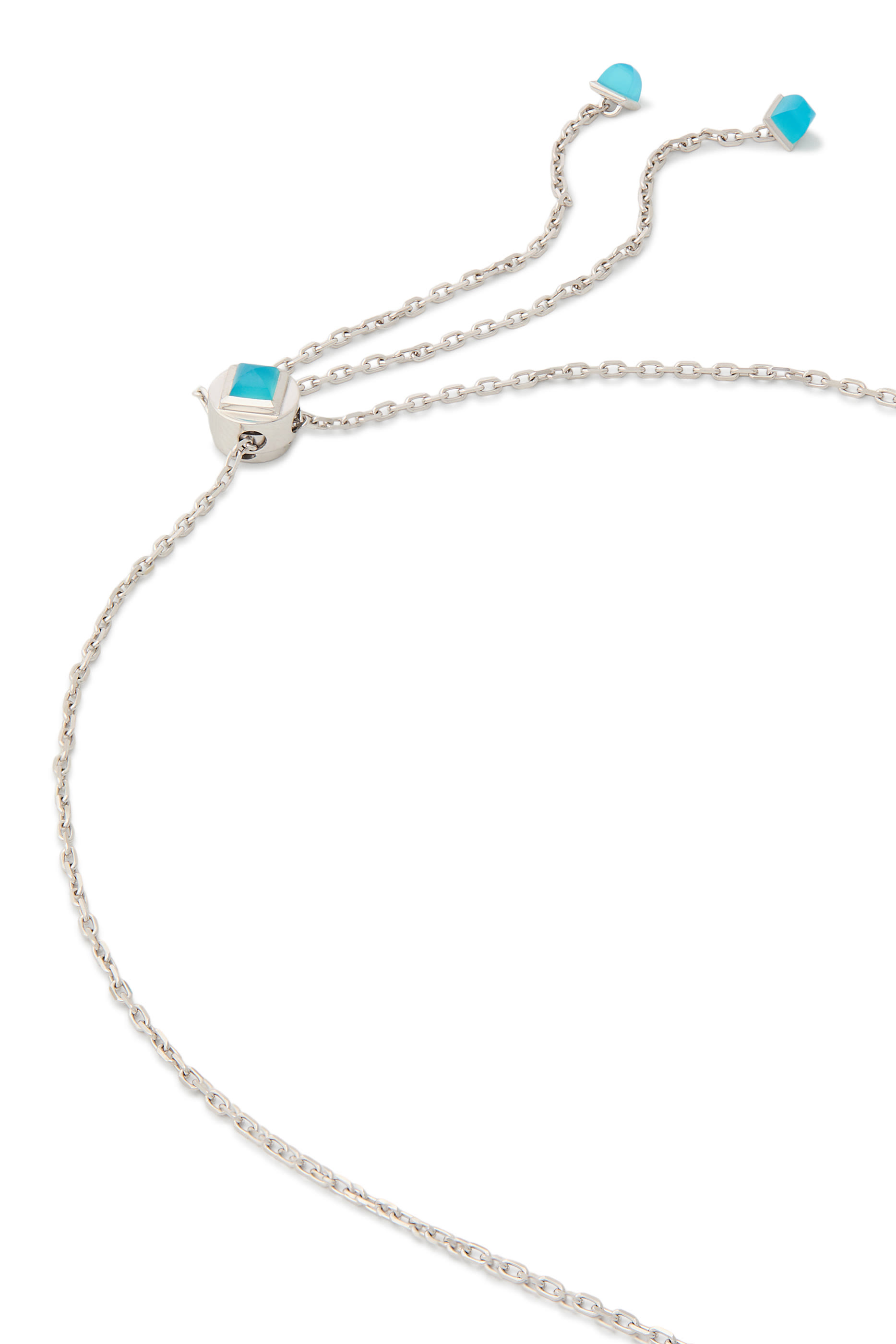 Cleo Rev Long Chain Drop Pendant Necklace, 18k White Gold  Diamonds