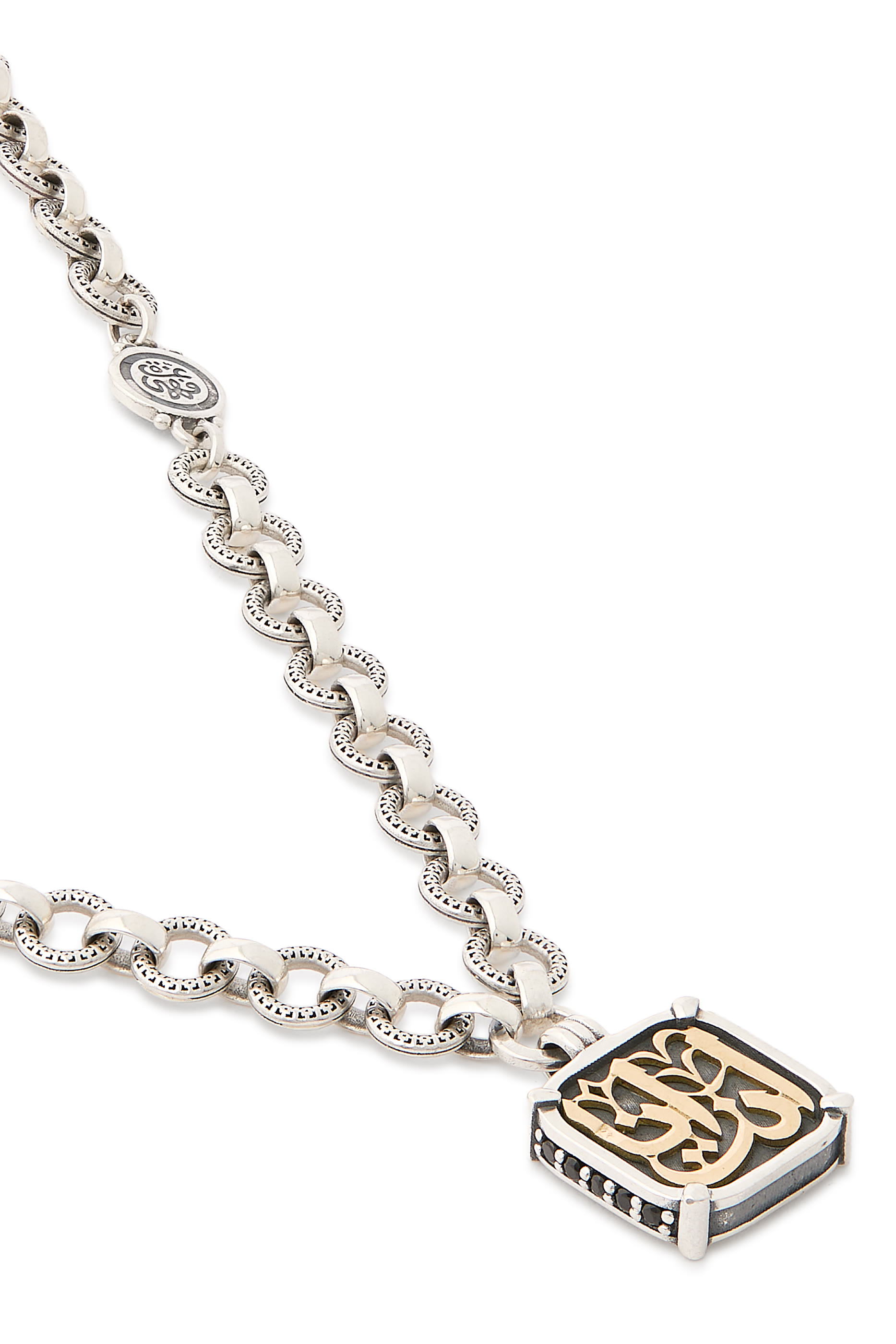 We Are One Necklace, 18K Yellow Gold, Sterling Silver  Black Spinel