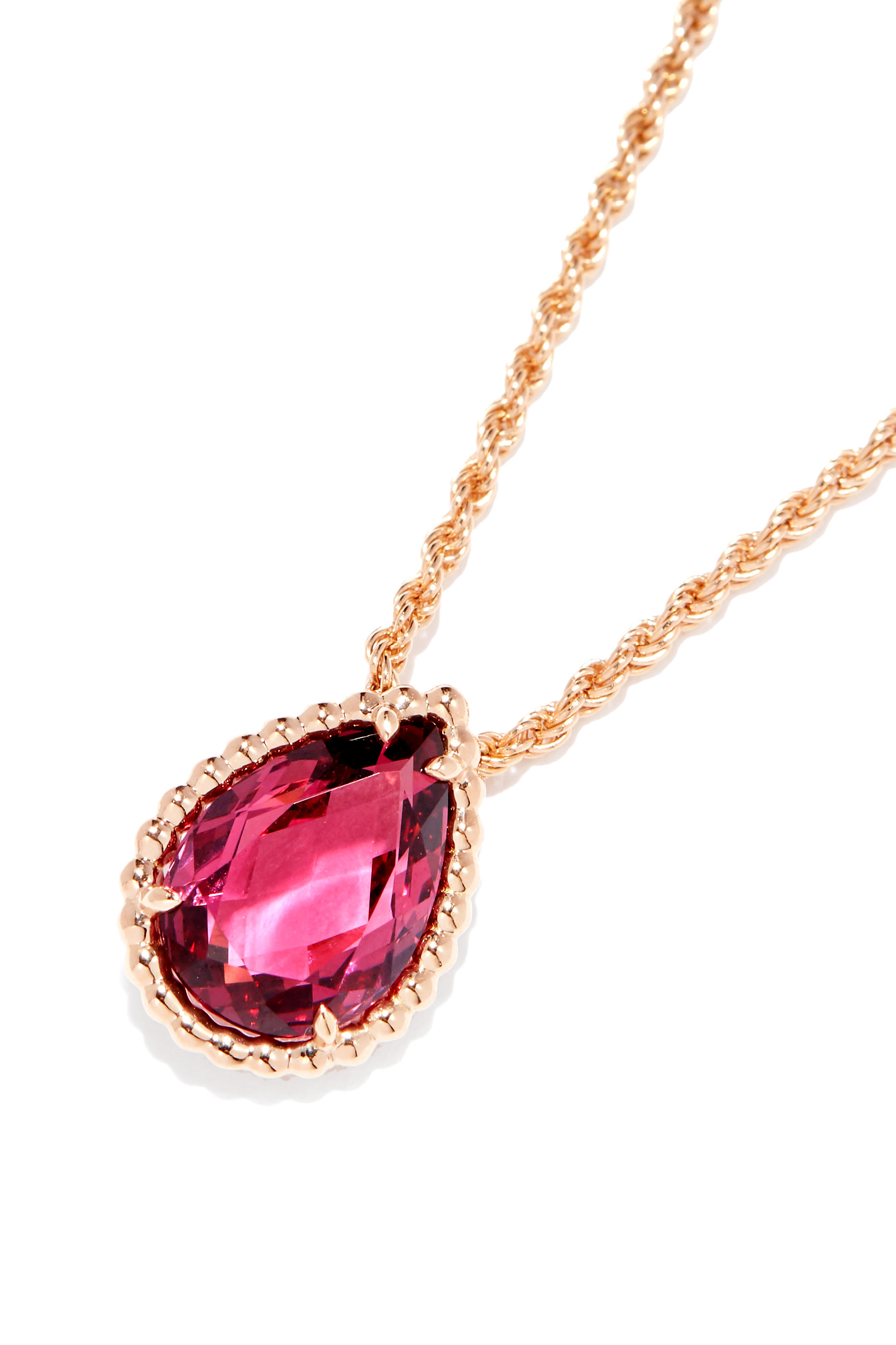 Serpent Boh&egrave;me S Motif Pendant, 18k Pink Gold  Rhodolite Garnet