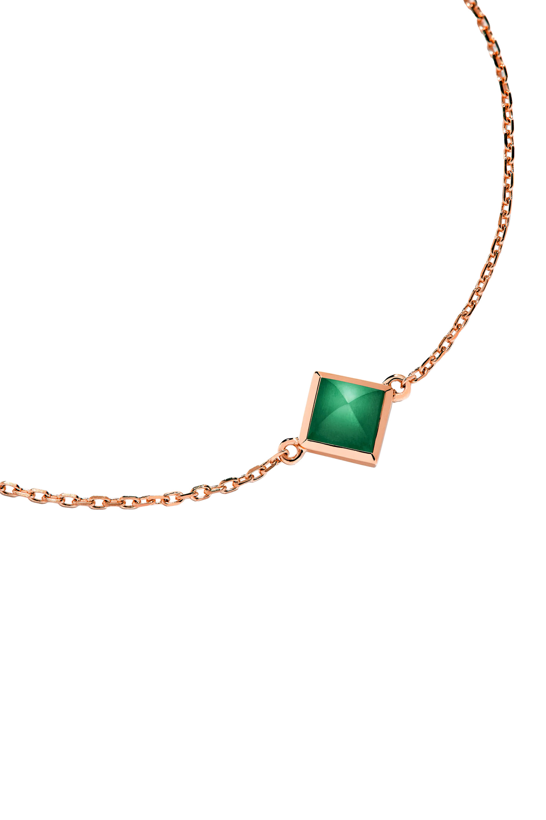 Cleo Pyramid Bracelet, 18k Pink Gold  Green Agate