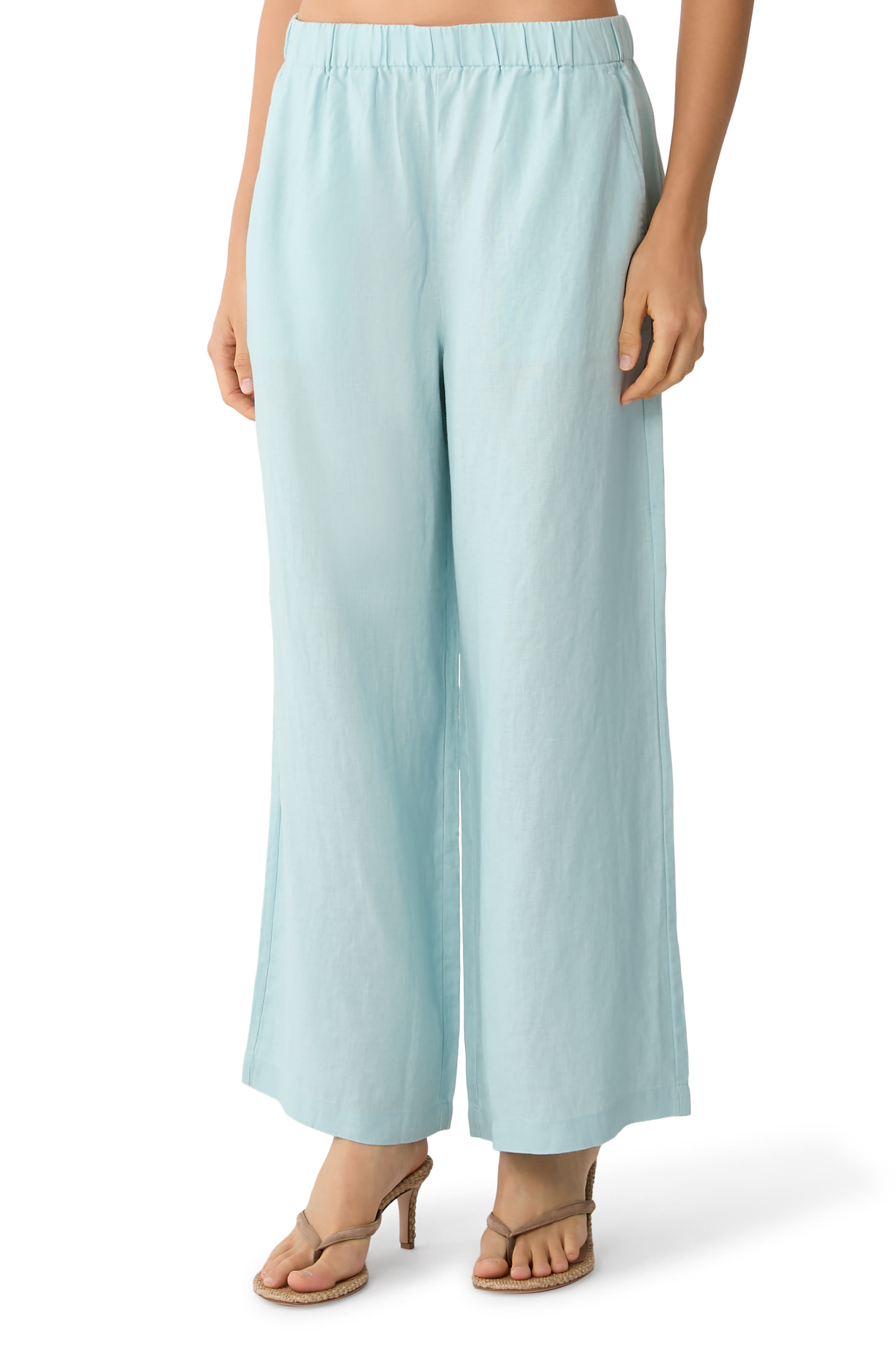 Elastic-Waist Wide-Leg Pants
