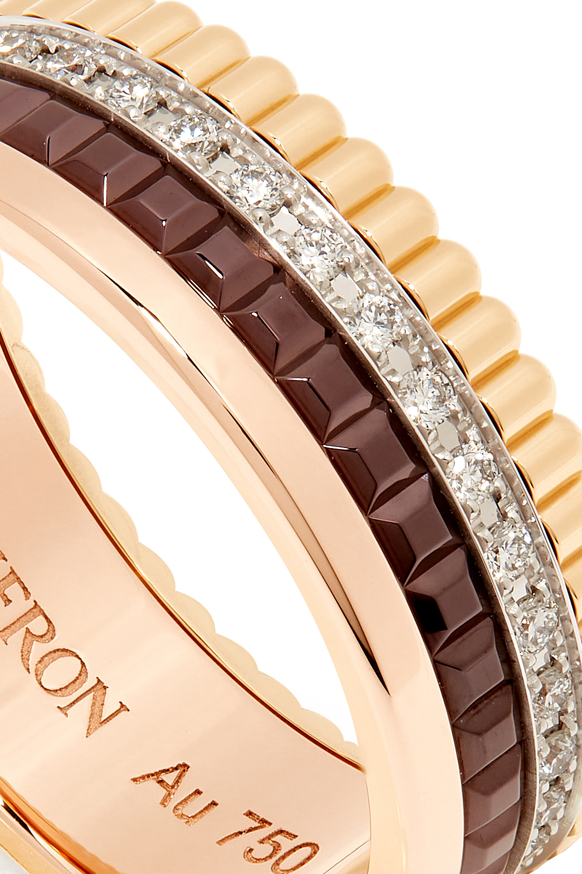 Quatre Classique small Ring, 18k Mix Gold  Diamonds