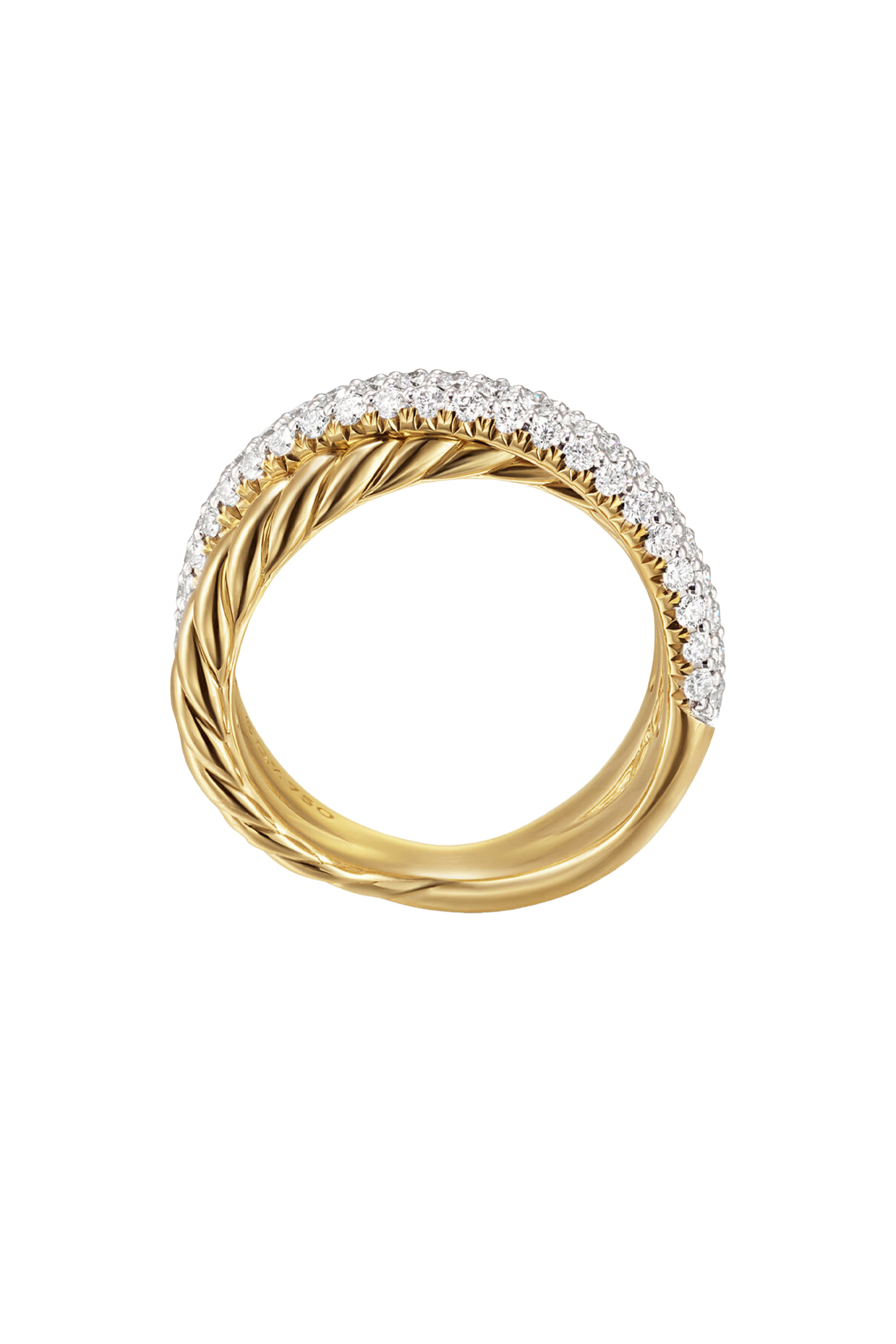 Crossover Two Row Ring, 18K Yellow Gold  Diamonds