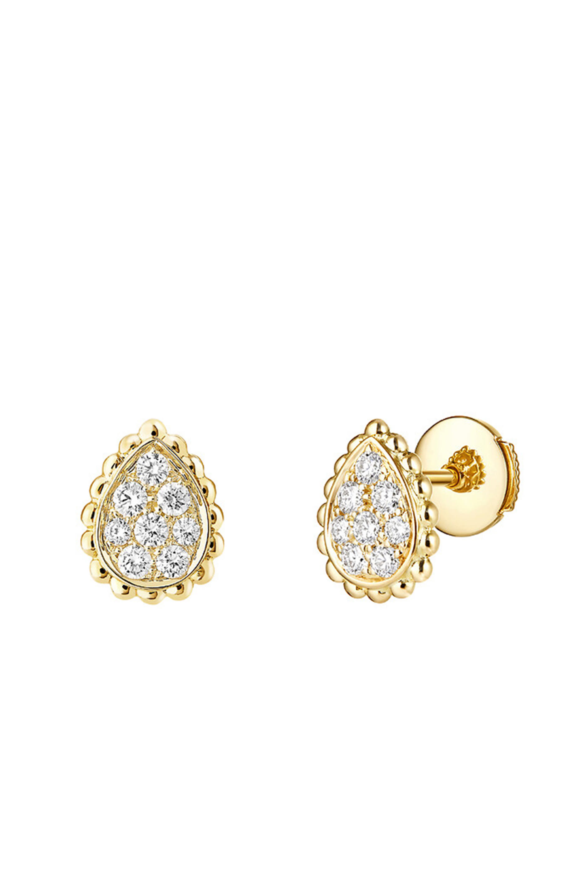 Serpent Boh&egrave;me XS motif stud earrings, 18k Yellow Gold  Diamonds