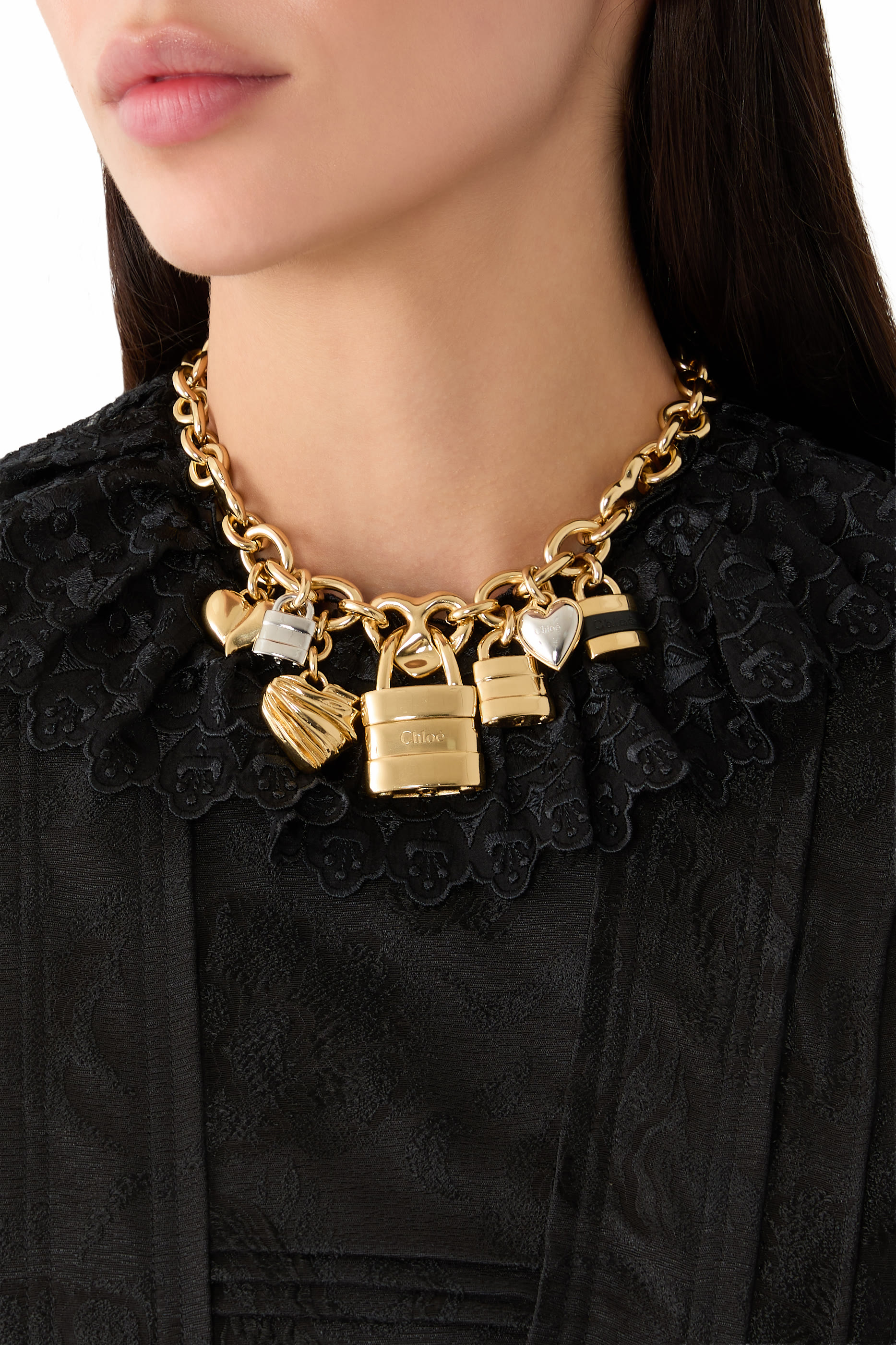 Paddington Necklace, Brass  Calfskin