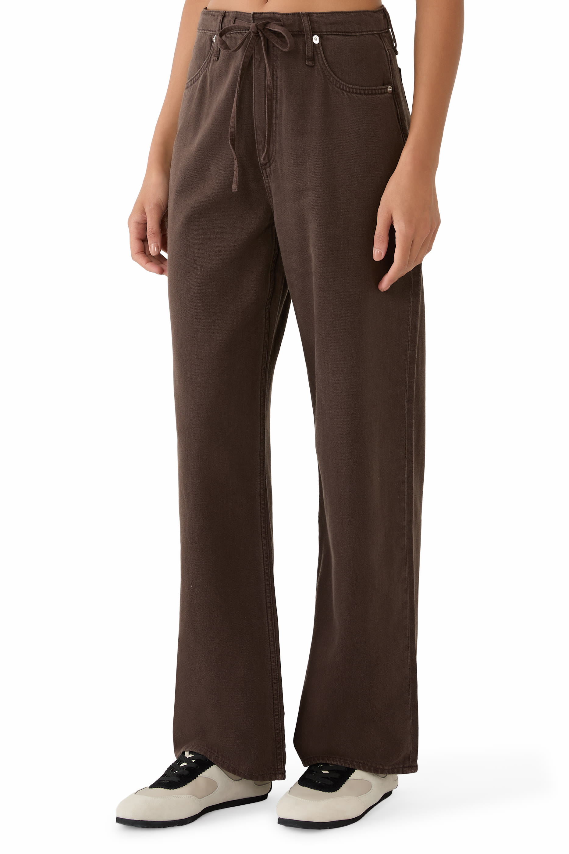 Phoebe Drawstring Wide-Leg Jeans