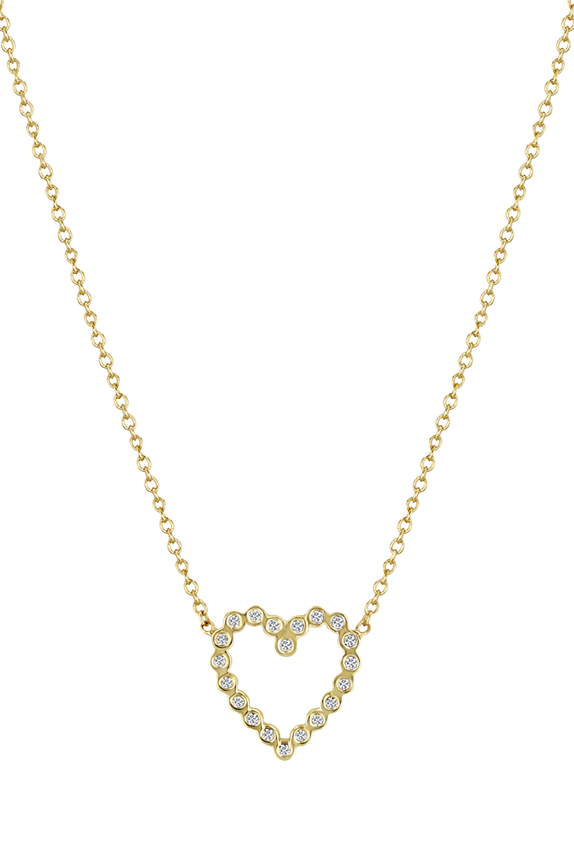 Small Heart Necklace, 14K Yellow Gold  Diamonds