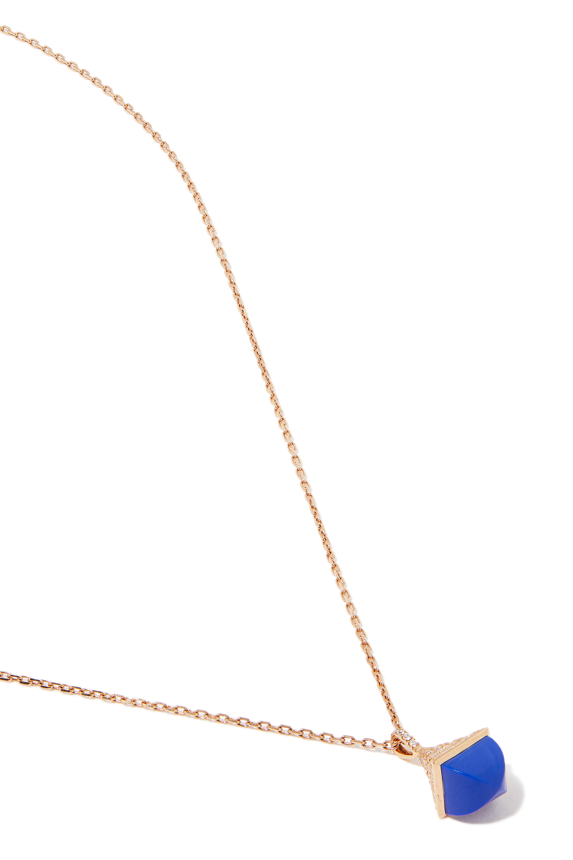 Cleo Mini Rev Pendant, 18k Rose Gold with Lapiz Lazuli  Diamonds