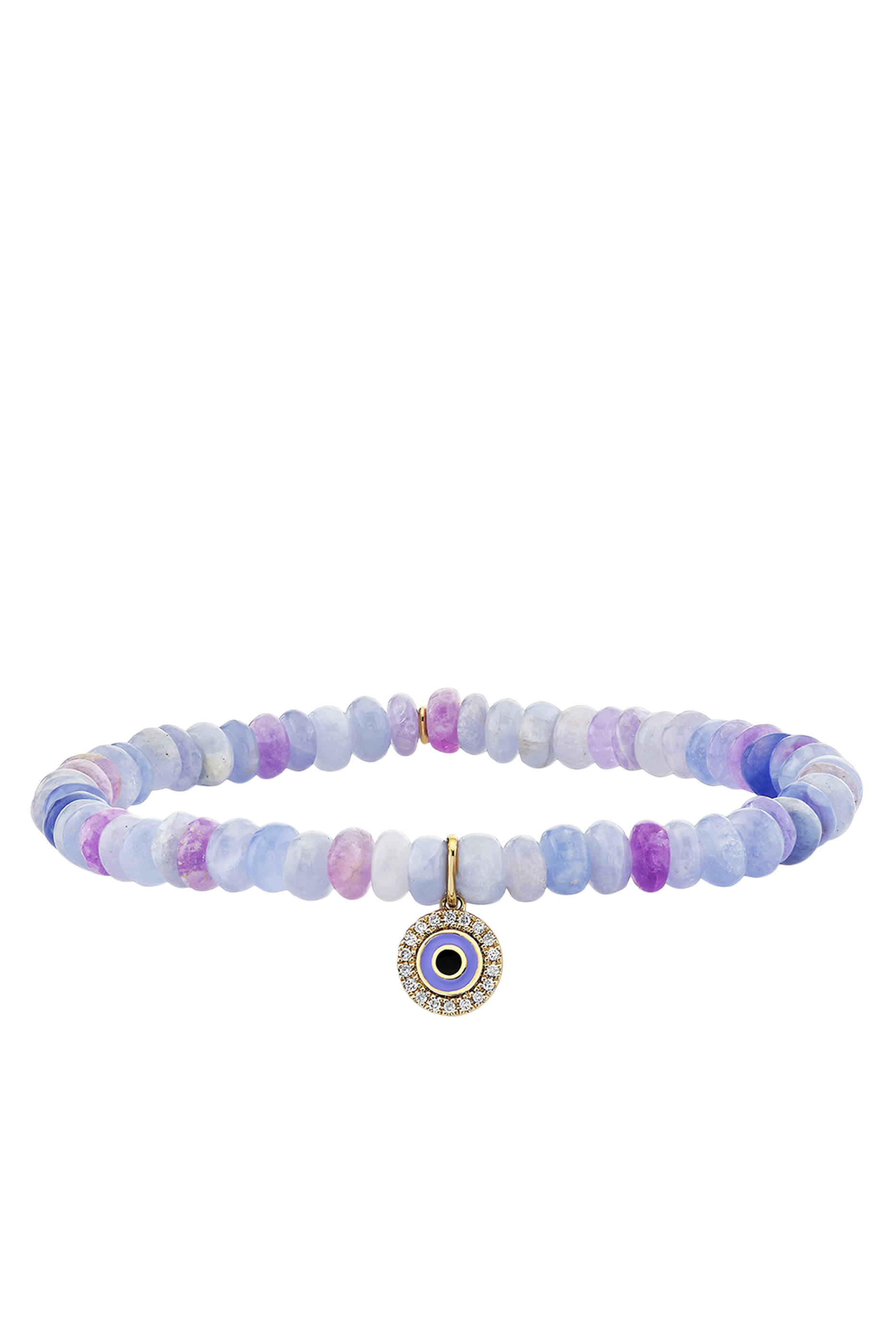 Kids Evil Eye Bracelet on Hackmanite, 14K Yellow Gold  Diamonds  Hackmanite