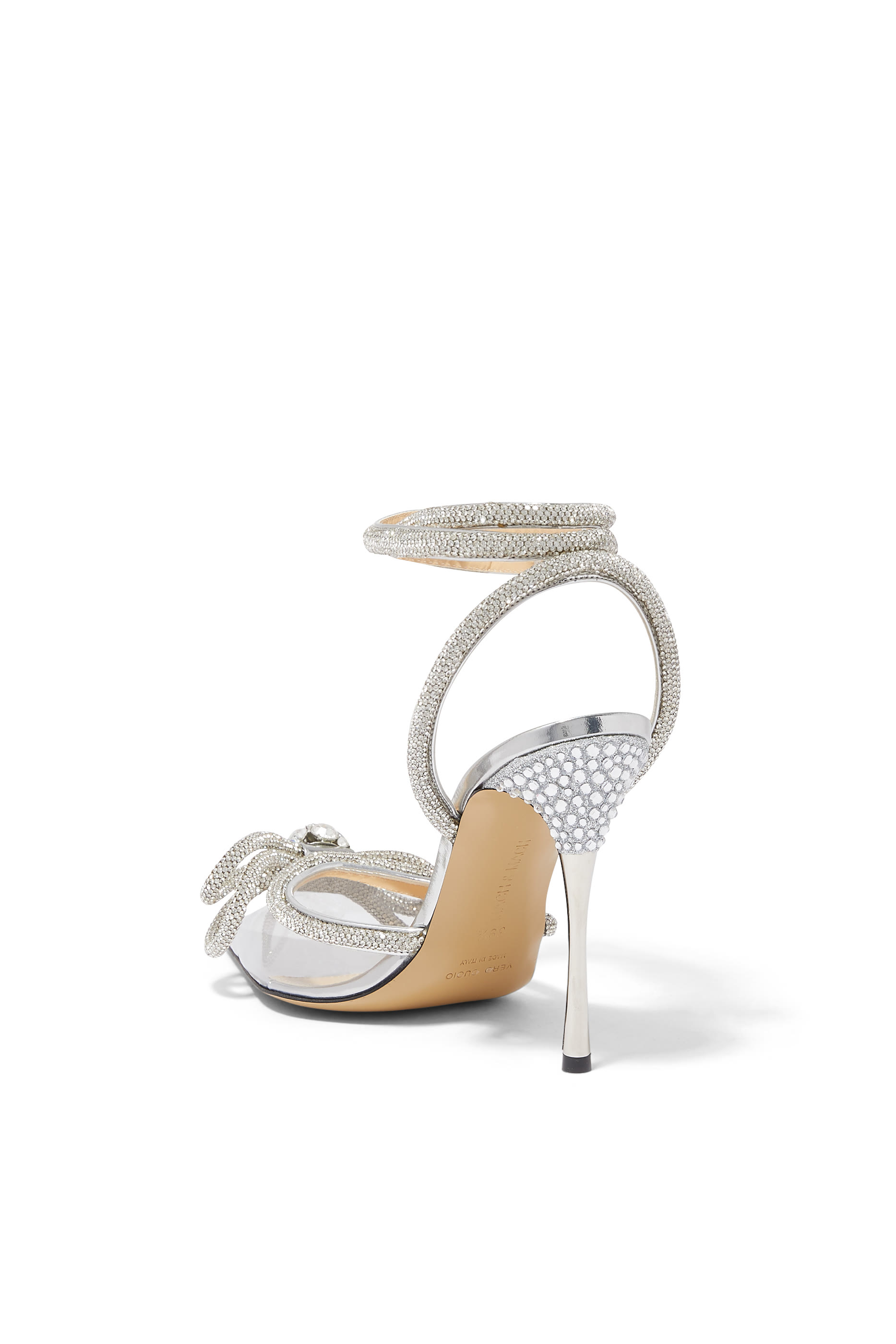 PVC  Crystal Bow 105 Ankle Strap Pointed Pumps