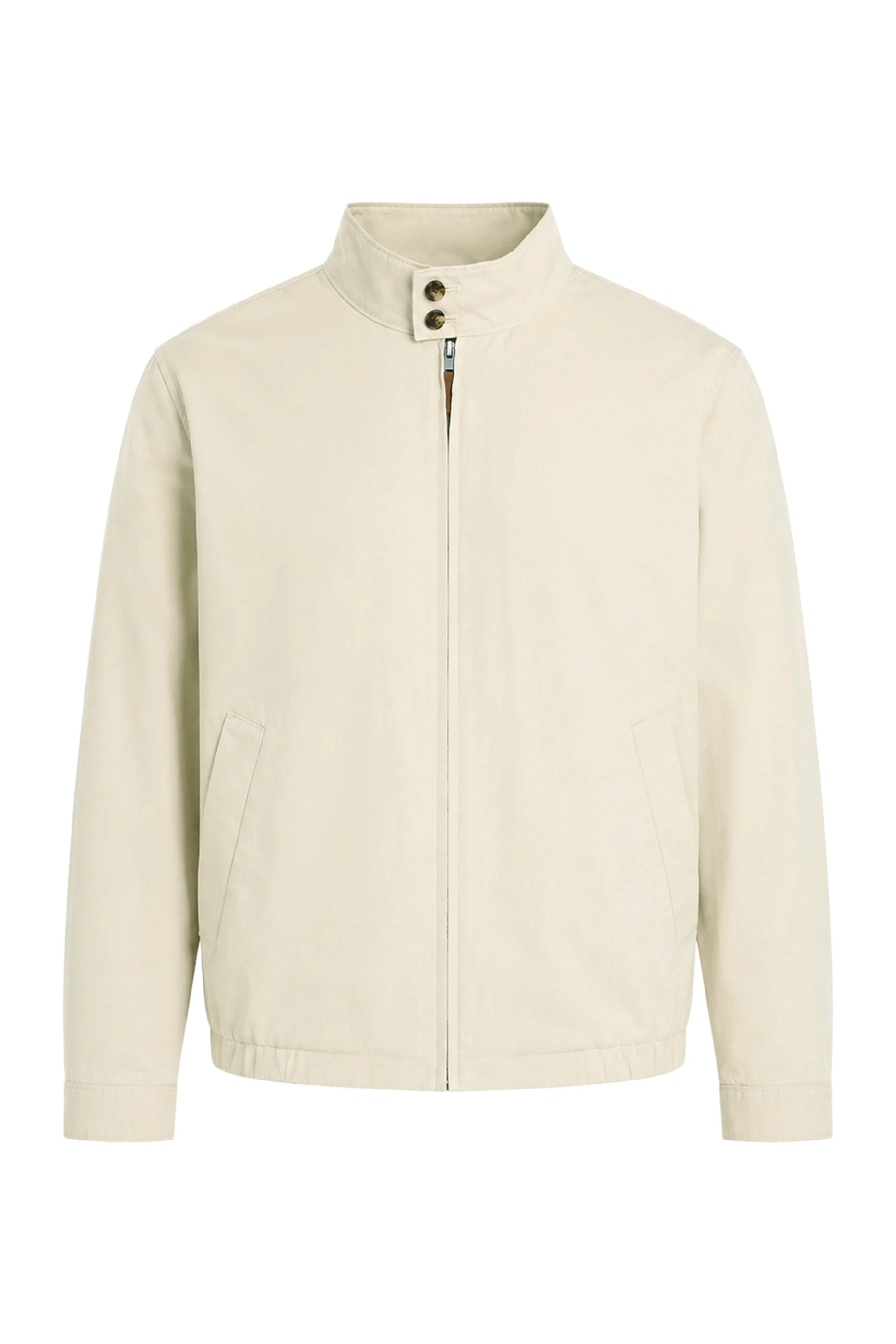 Italian Cotton-Linen Band-Collar Bomber Jacket