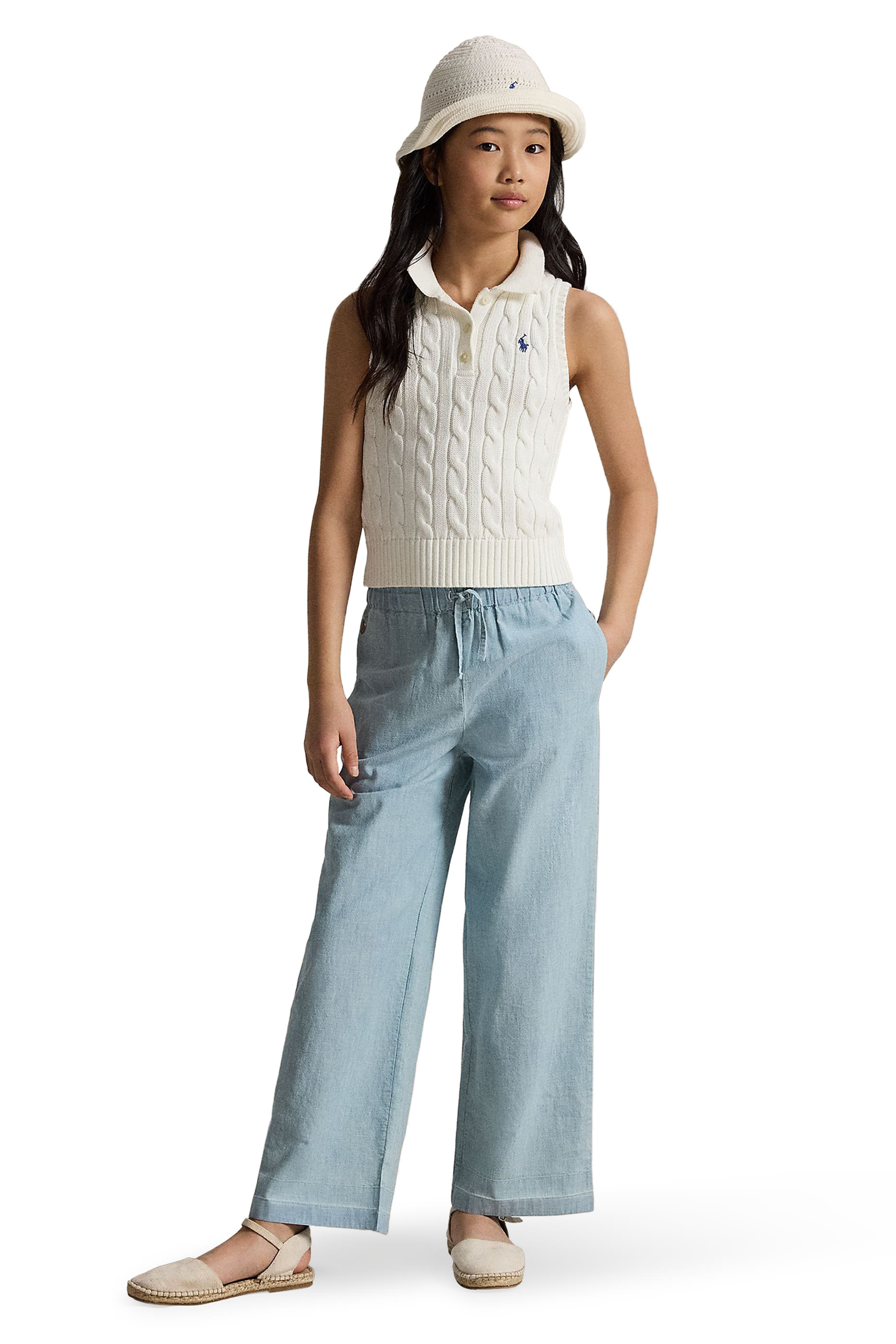 Kids Pony-Embroidered Wide-Leg Trousers