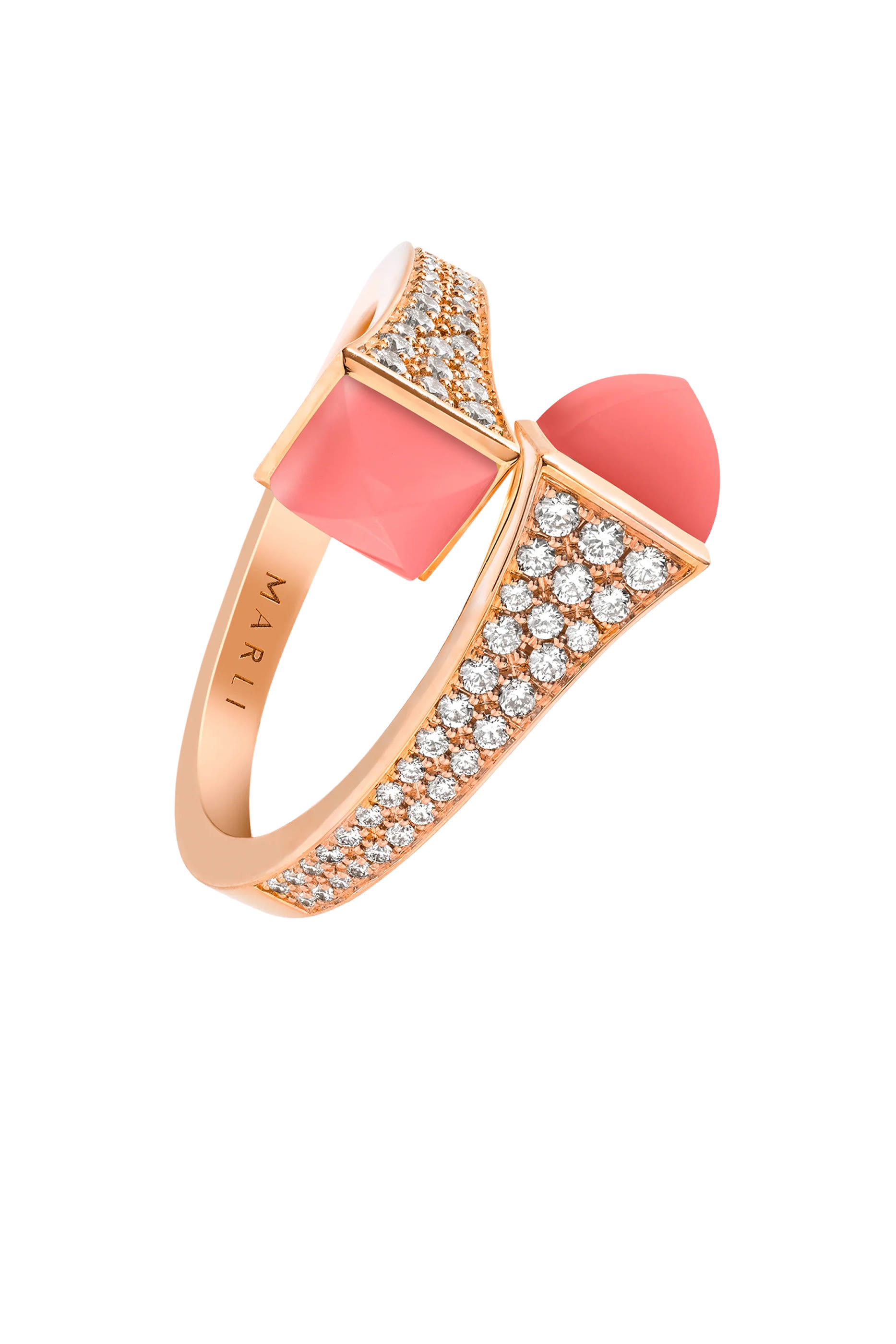 Cleo Diamond Midi Ring, 18k Pink Gold with Pink Coral  Diamonds