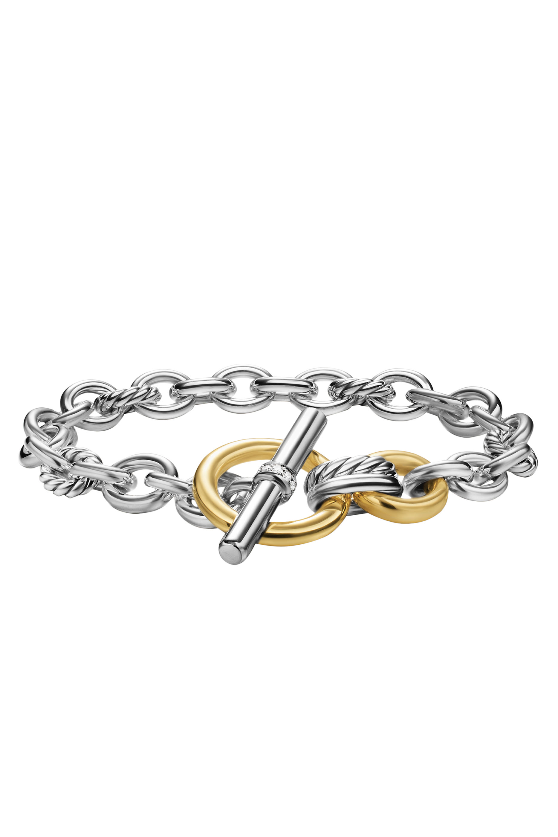 DY Mercer&reg; Toggle Chain Bracelet,  Sterling Silver with 18K Yellow Gold  Diamonds