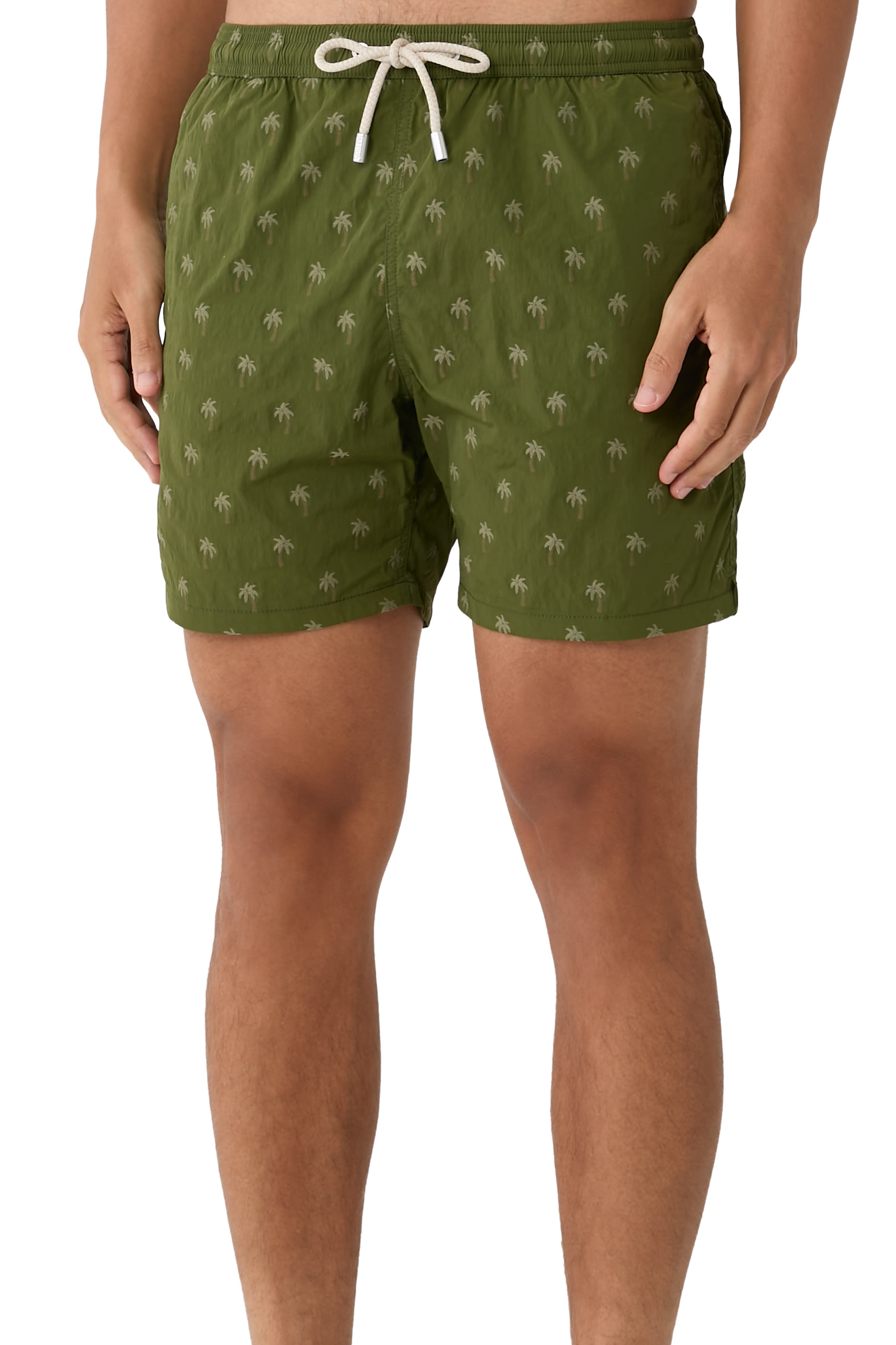 Patmos the Riviera with All Over Palm Jacquard Mid-Length Swim Shorts 