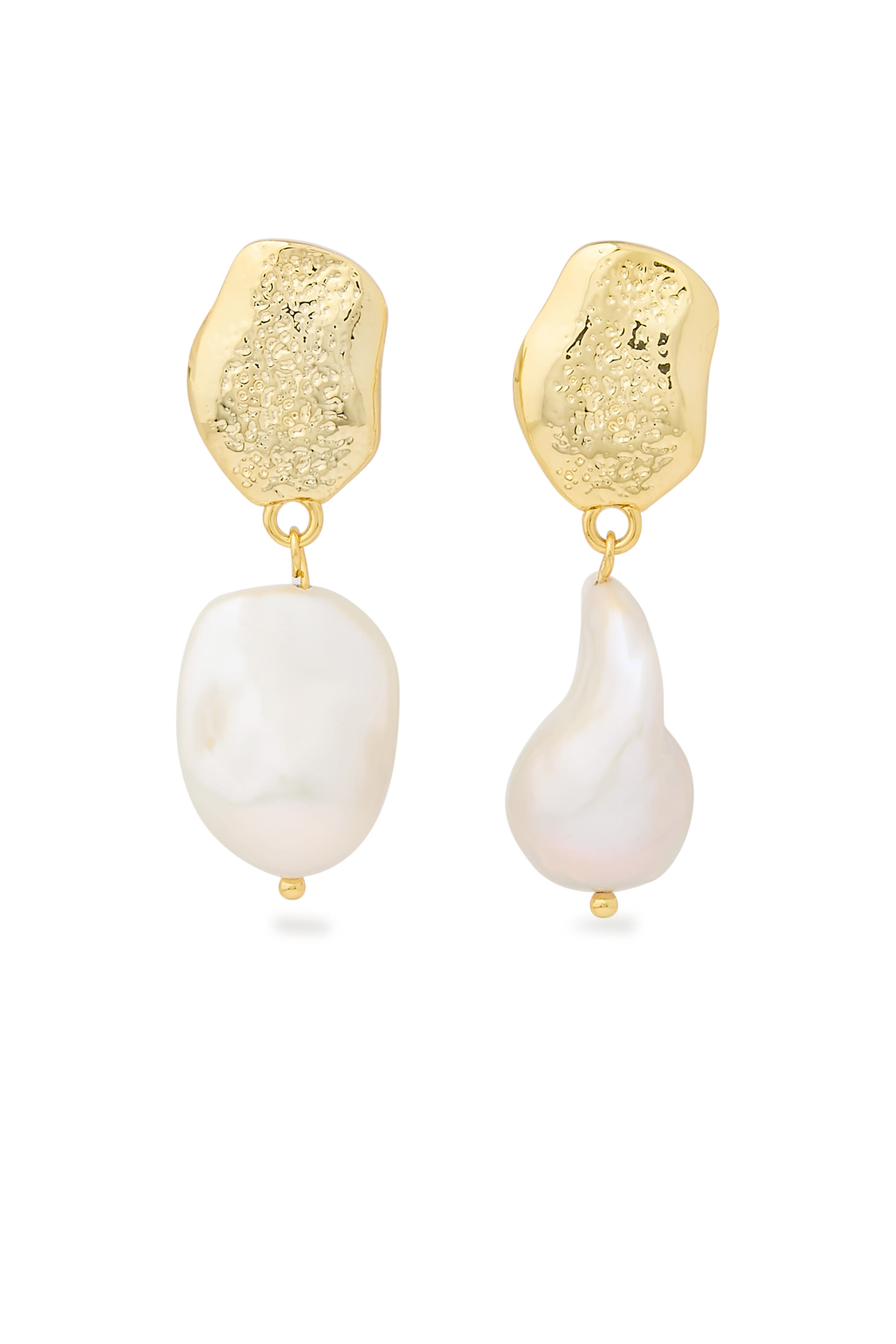The Marusia Earrings, 18k Gold-Plated Brass  Baroque Pearls