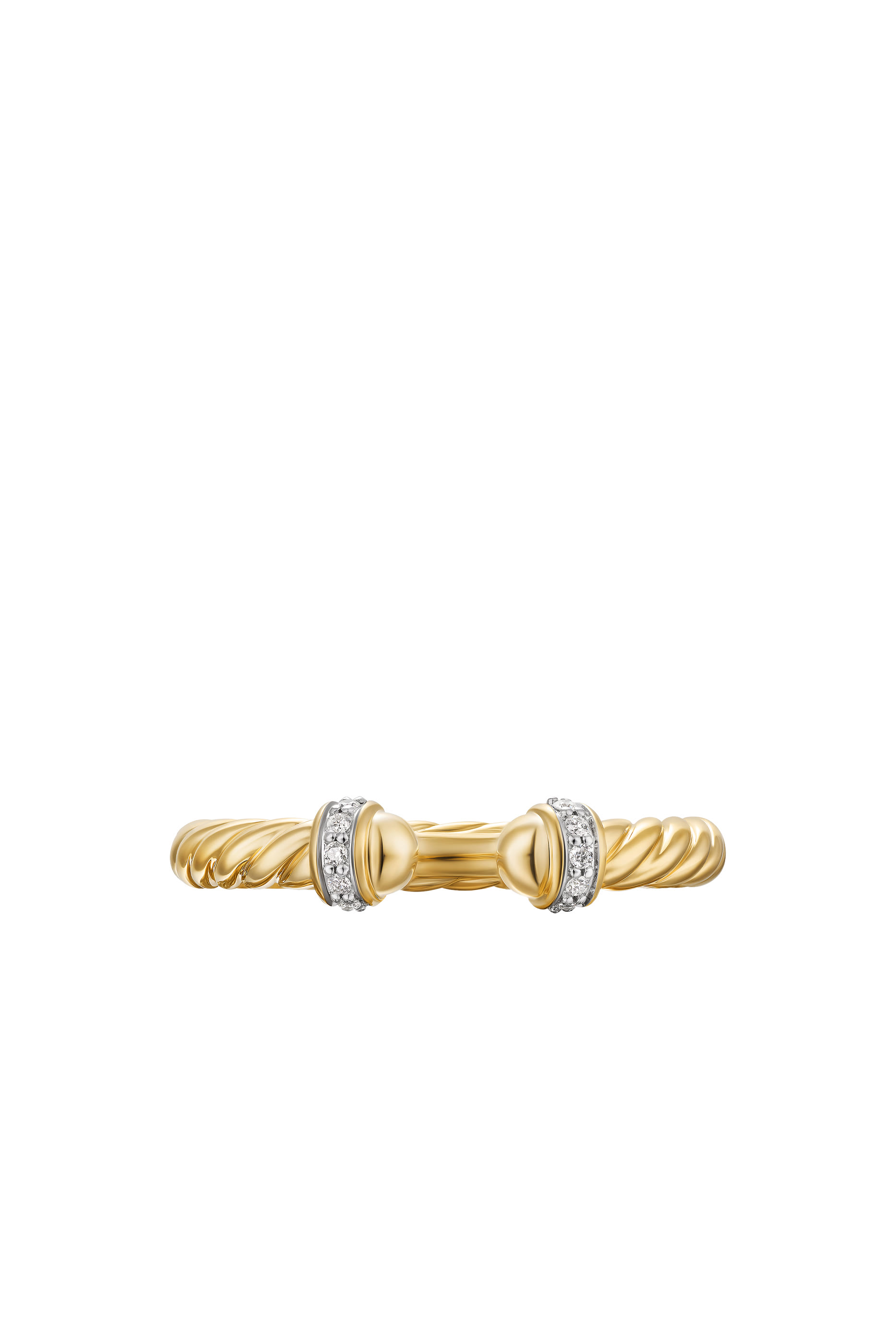 Cable Band Open Ring, 18K Yellow Gold  Diamonds
