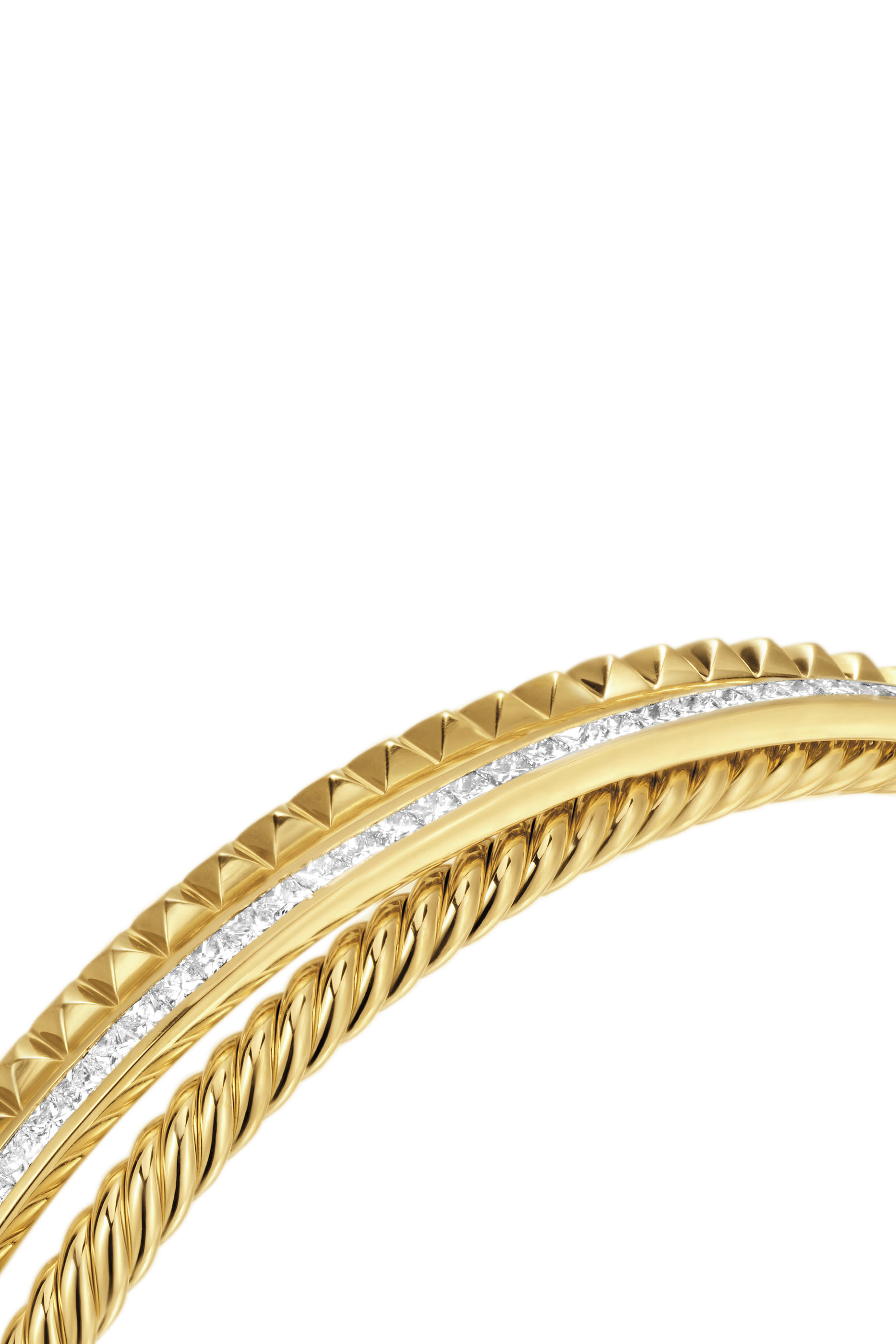 Crossover Trio Three Row Cuff Bracelet,  18K Yellow Gold  Diamonds