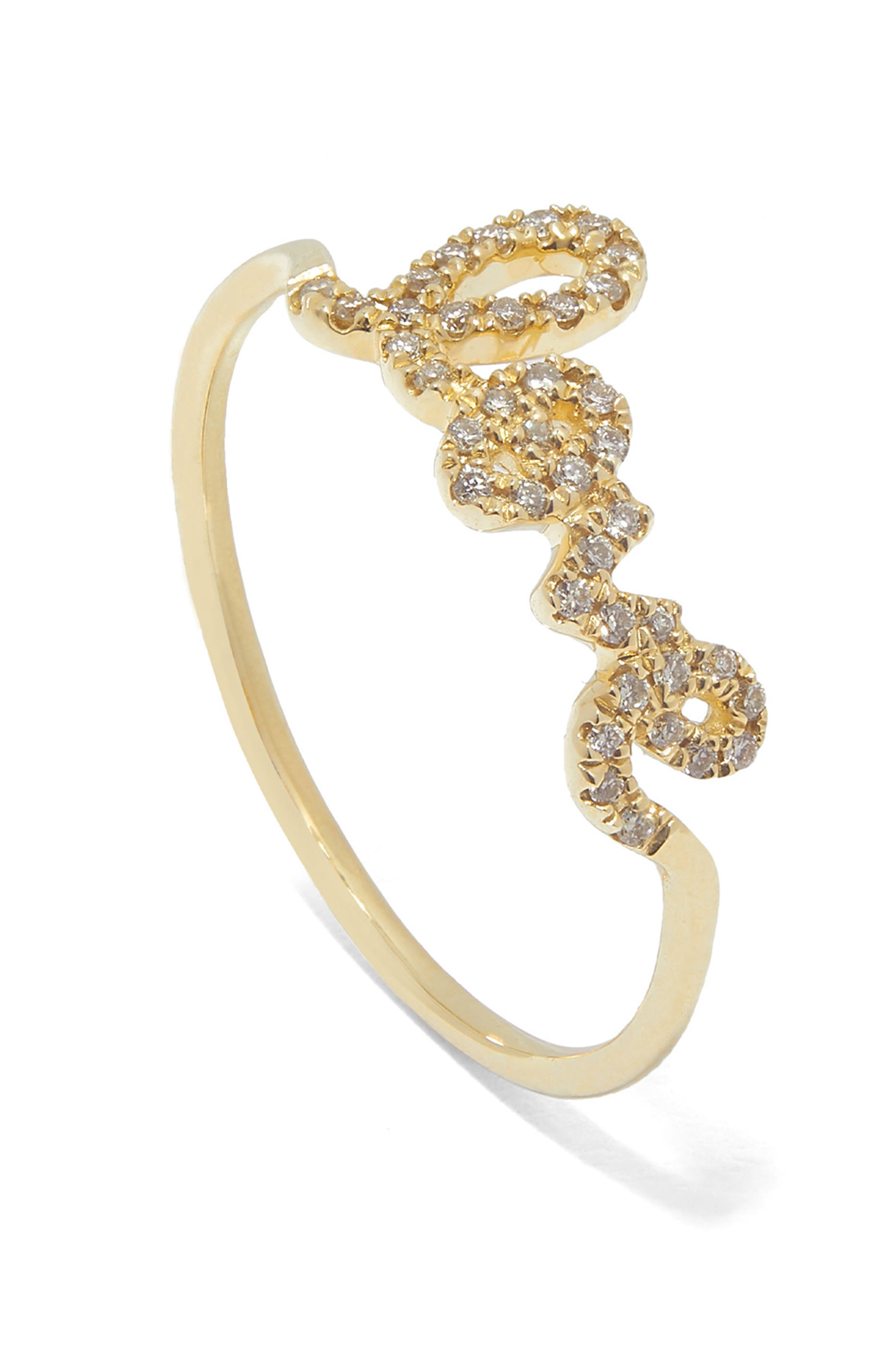 Love Script Ring, 14k Gold  Diamond