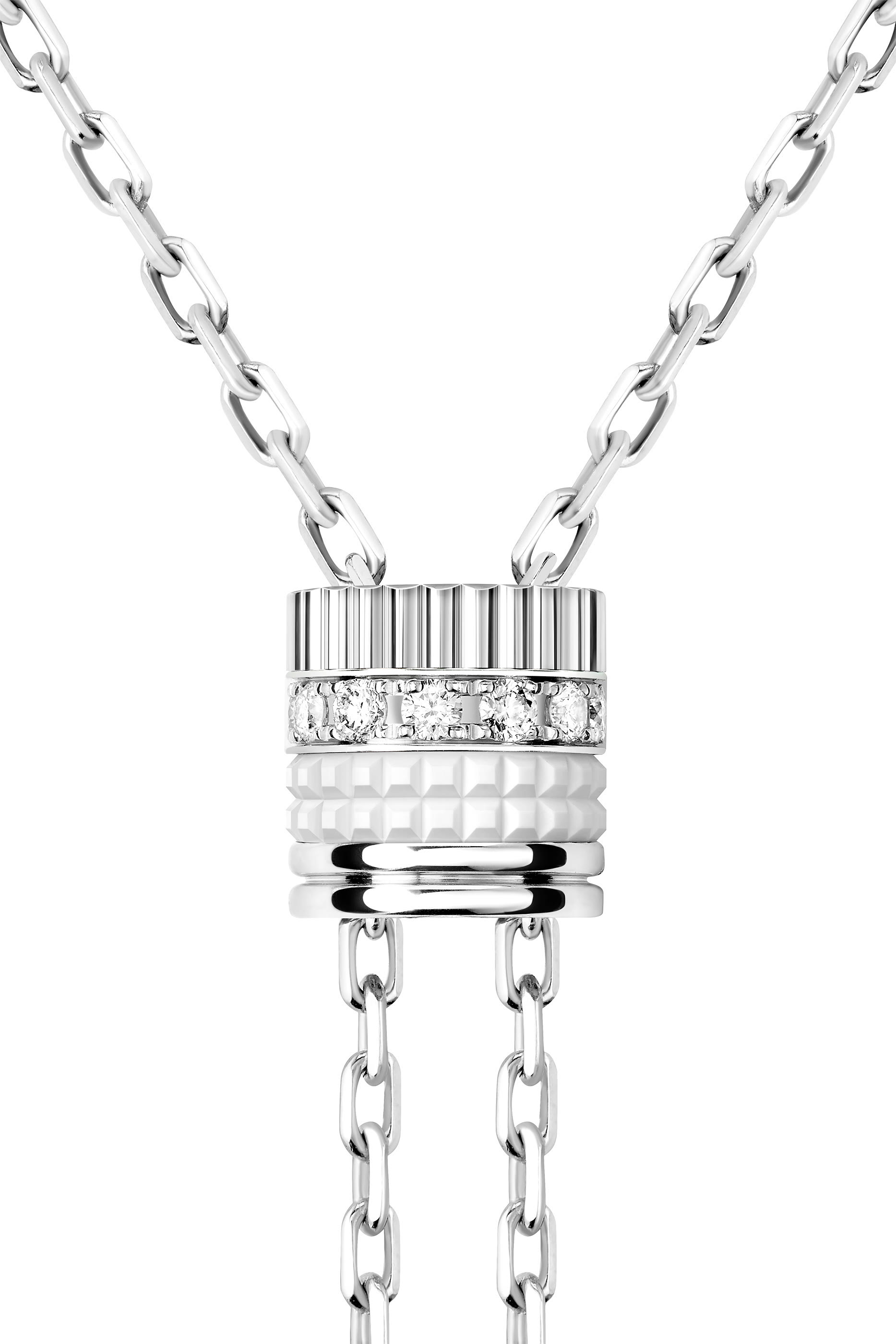 Quatre Pure Edition Mini Tie Necklace, 18k White Gold  Diamonds