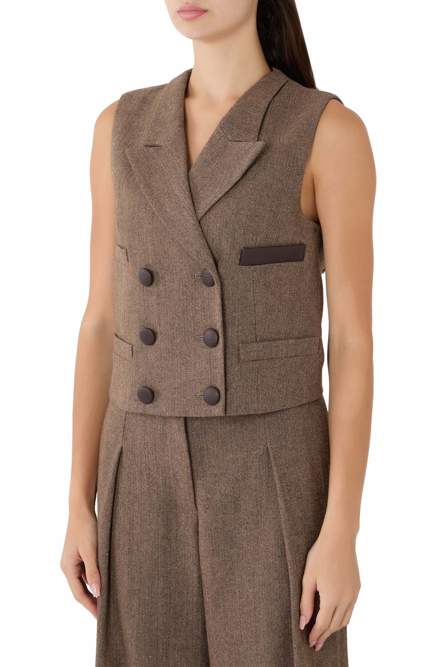 Double-Breasted Herringbone Waistcoat