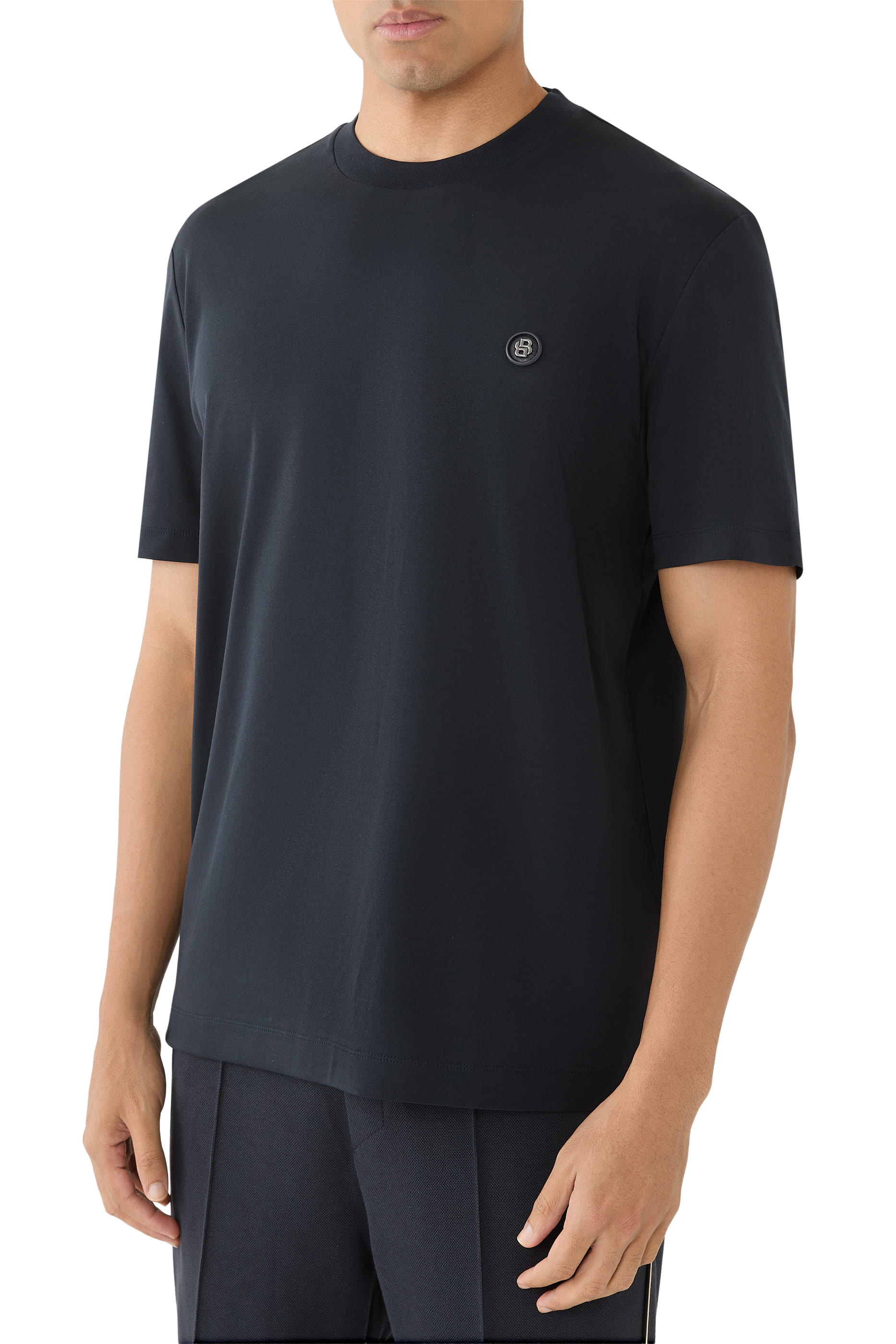 Mercerised-Cotton T-Shirt with Double B Monogram