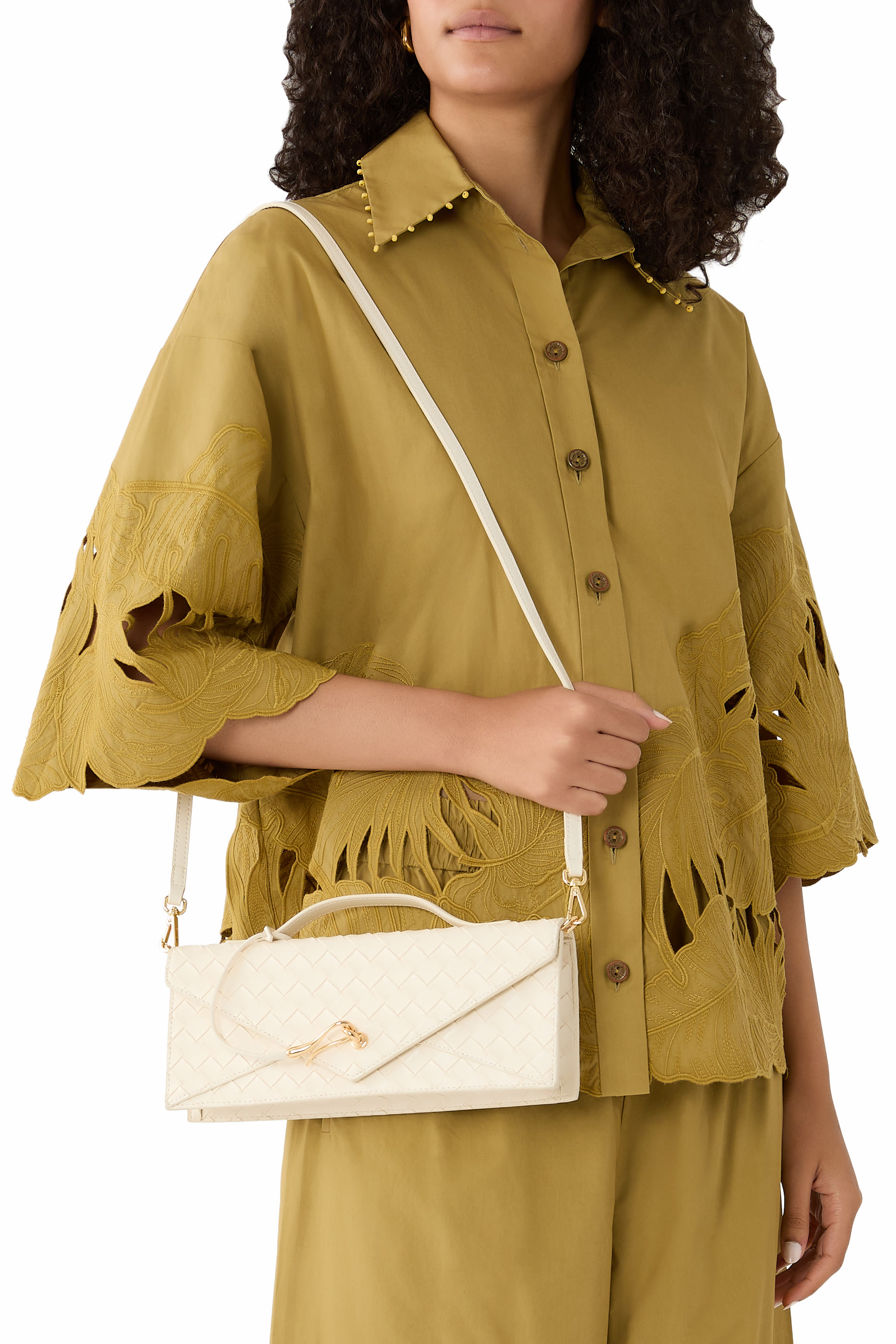 Celeste Woven Textured Envelope Top Handle Bag