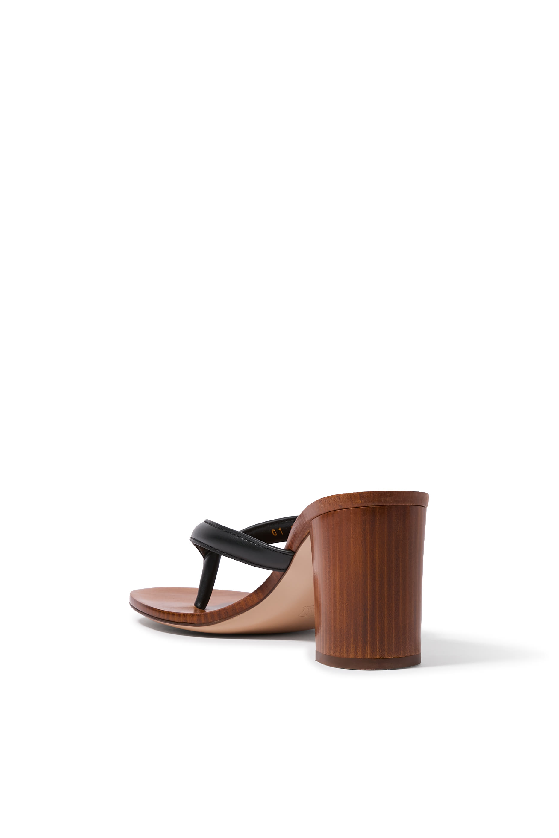 70 Block Heel Thong Mules in Leather